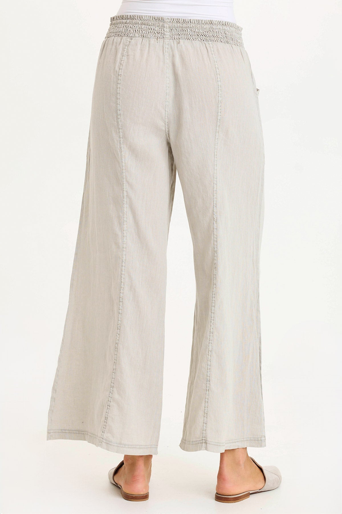 Pia Paper Bag Waist Linen Wide Leg Pants for Women - High Waisted Linen Trousers with Elastic Waistband - Perfect for Summer, Office Wear & Casual Outfits