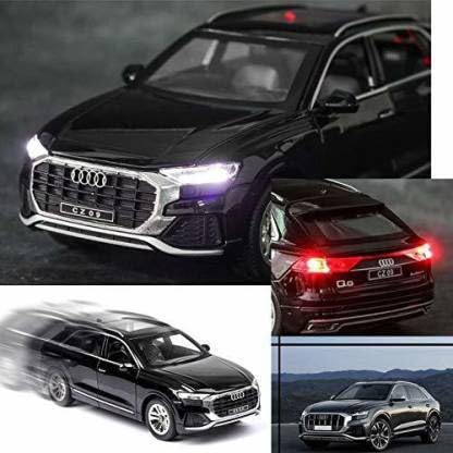 Bestie Toys 1:28 Scale Die-Cast Audi Q8 Alloy Metal Pull Back Car with Sound & Light - Mini Collectible Model Toy for Kids & Adults - Perfect for Playtime, Gift Giving & Display Collections (Black)