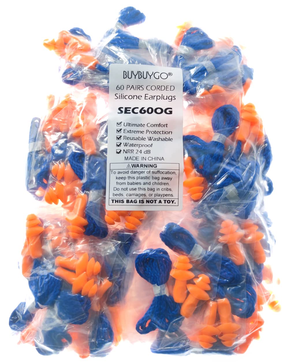 60 Pairs Reusable Silicone Ear Plugs - Individually Wrapped Noise Cancelling Ear Protection for Shooting Range, Construction Work & Hunting - Comfortable Hearing Protection for Sleeping, Concerts & Travel