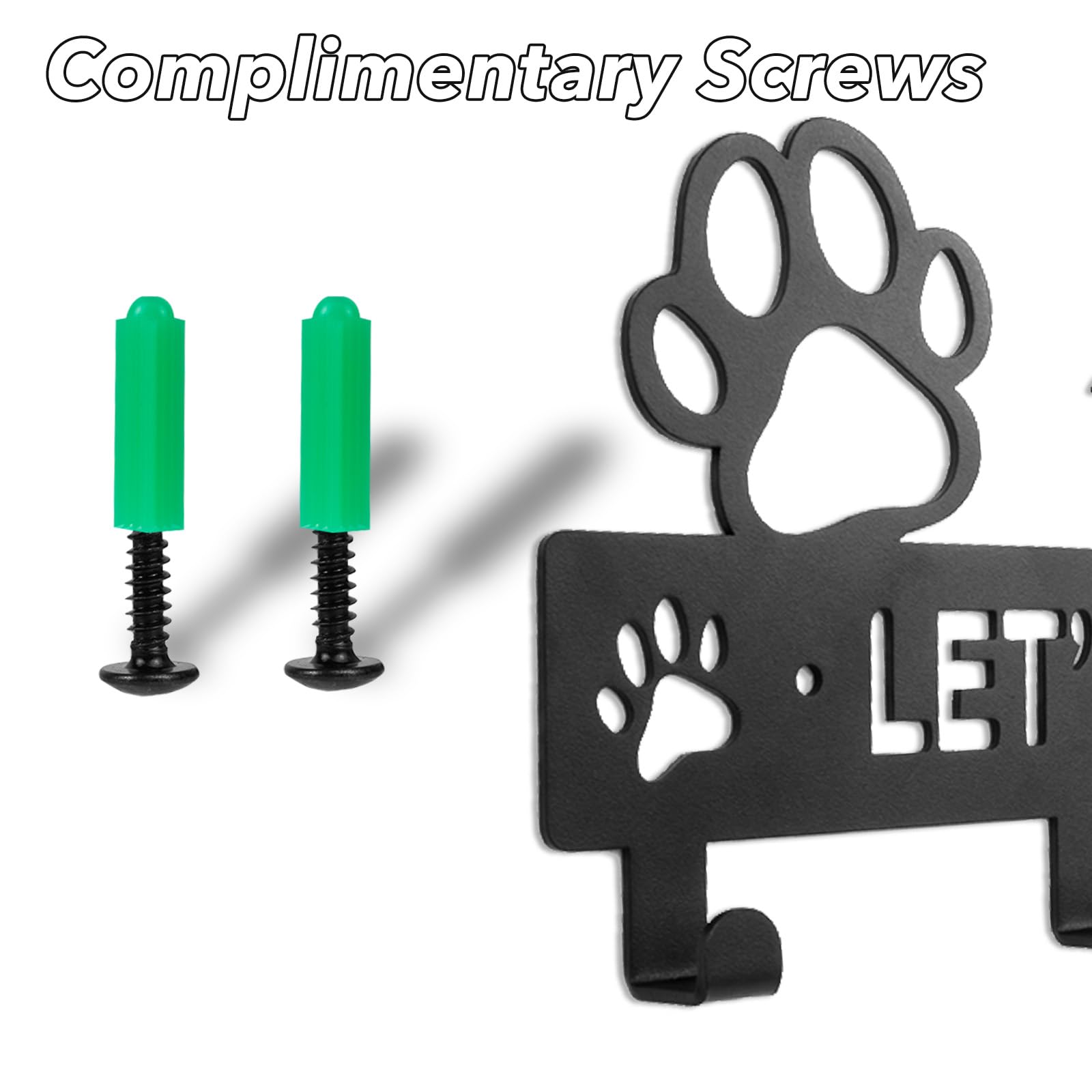 5-Hook Heavy Duty Iron Dog Leash Holder - Wall Mounted Pet Accessory Organizer for Leashes, Collars & Harnesses - Perfect for Entryway, Mudroom or Garage Organization