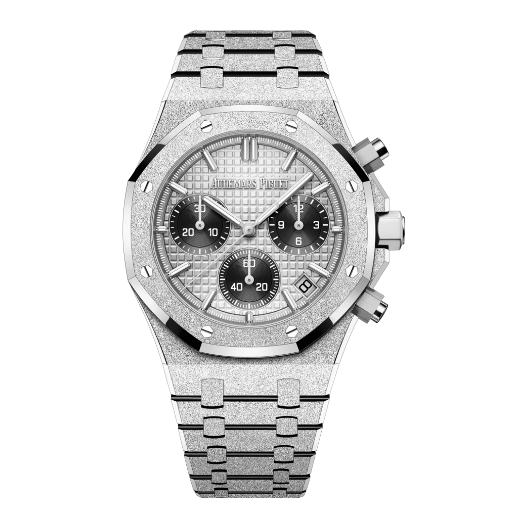 Audemars Piguet Royal Oak 26240BC Selfwinding Chronograph Watch - 41mm Frosted White Gold Case, Blue Dial, Stainless Steel Bracelet - Luxury Dress Watch for Business & Formal Occasions