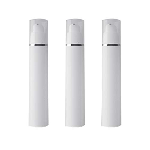Cabilock 3-Piece Airless Pump Bottle Set - 50ml Vacuum Lotion Bottles, Empty Cosmetic Containers for Travel Toiletries, Shampoo & Skincare Essentials (White) | Perfect for Travel, Gym & Daily Beauty Routine