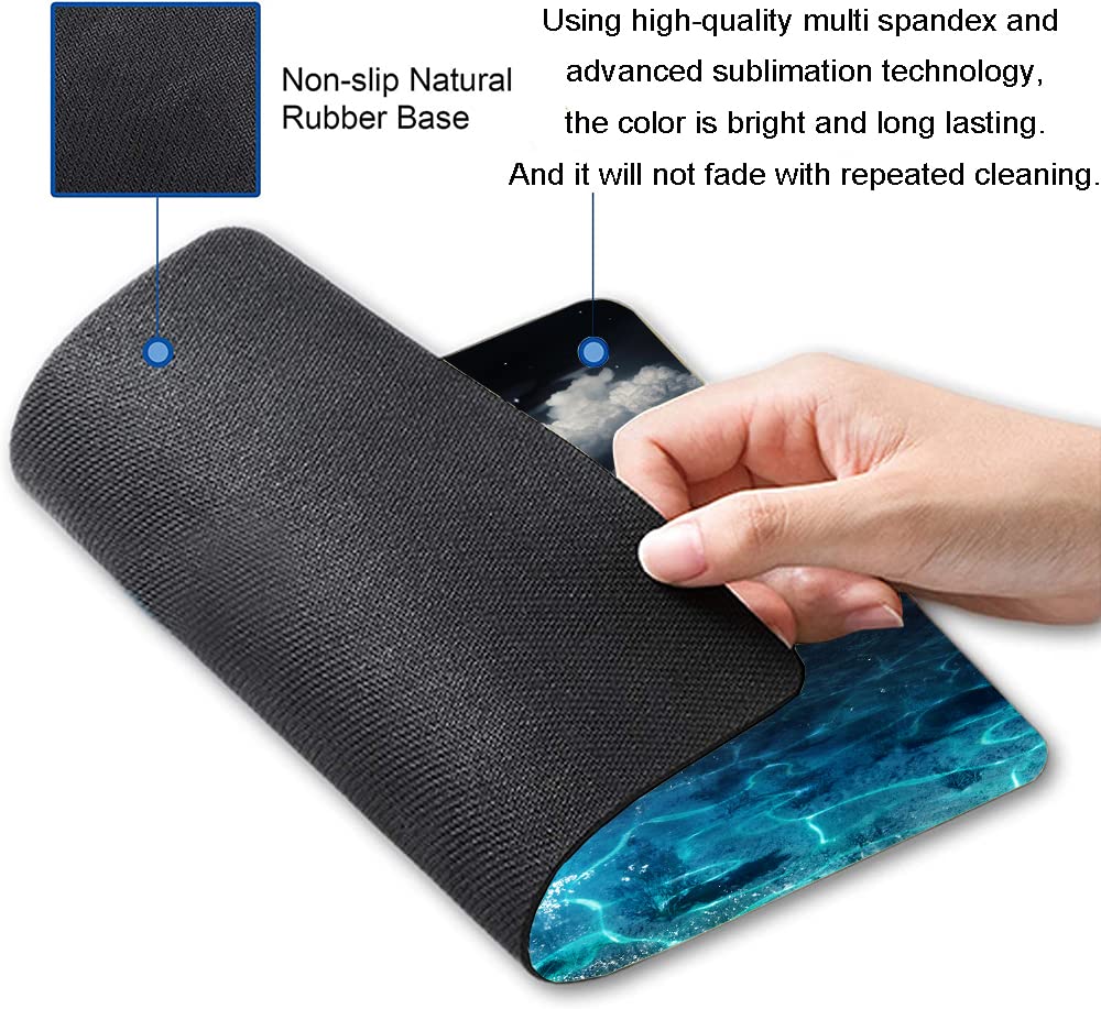 Premium Non-Slip Blue Ocean Moon Mouse Pad - Waterproof Rubber Base Gaming & Office Mouse Mat for Wireless Mouse, Laptop, PC - Perfect for Work, Gaming & Home Office Use