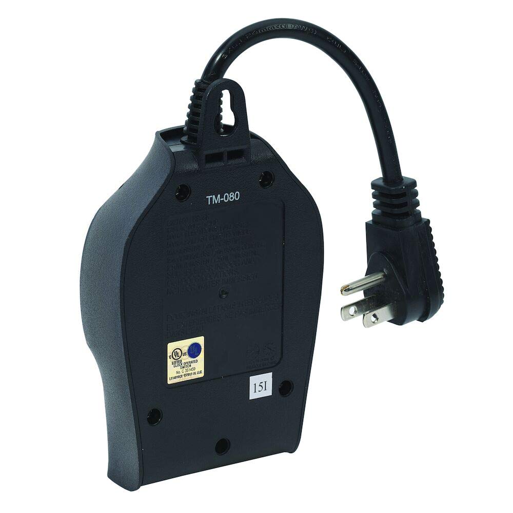 Intermatic HB35K Outdoor Timer with 2 Outlets - Heavy Duty Weatherproof Electrical Timer for Garden, Pool, and Holiday Lights - Black