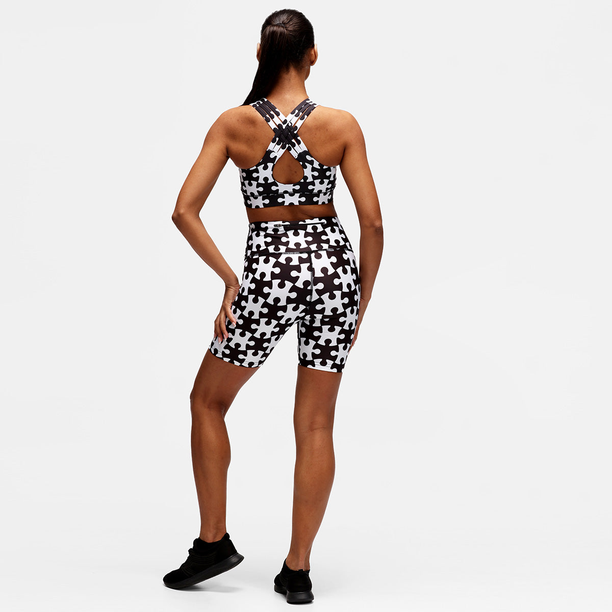 High-Performance Monochrome Jigsaw Running Shorts for Men & Women - Lightweight, Breathable Workout Shorts for Running, Gym & Outdoor Activities