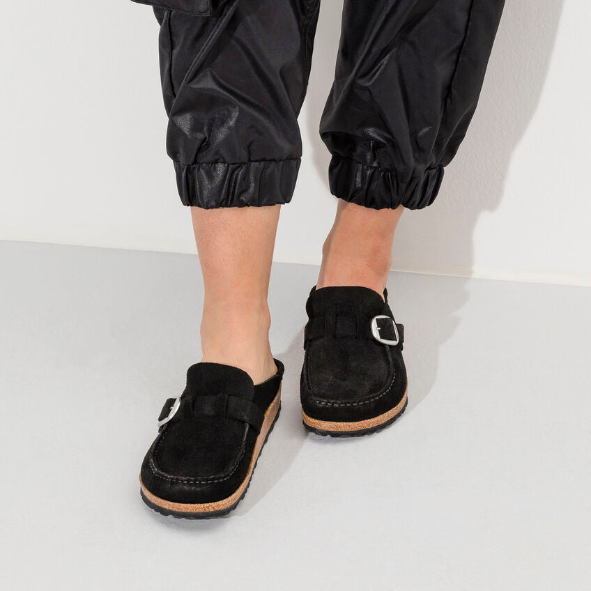 Birkenstock Buckley Suede Leather Clog in Black - Comfortable Slip-On Shoes for Men & Women - Perfect for Home, Office & Casual Wear