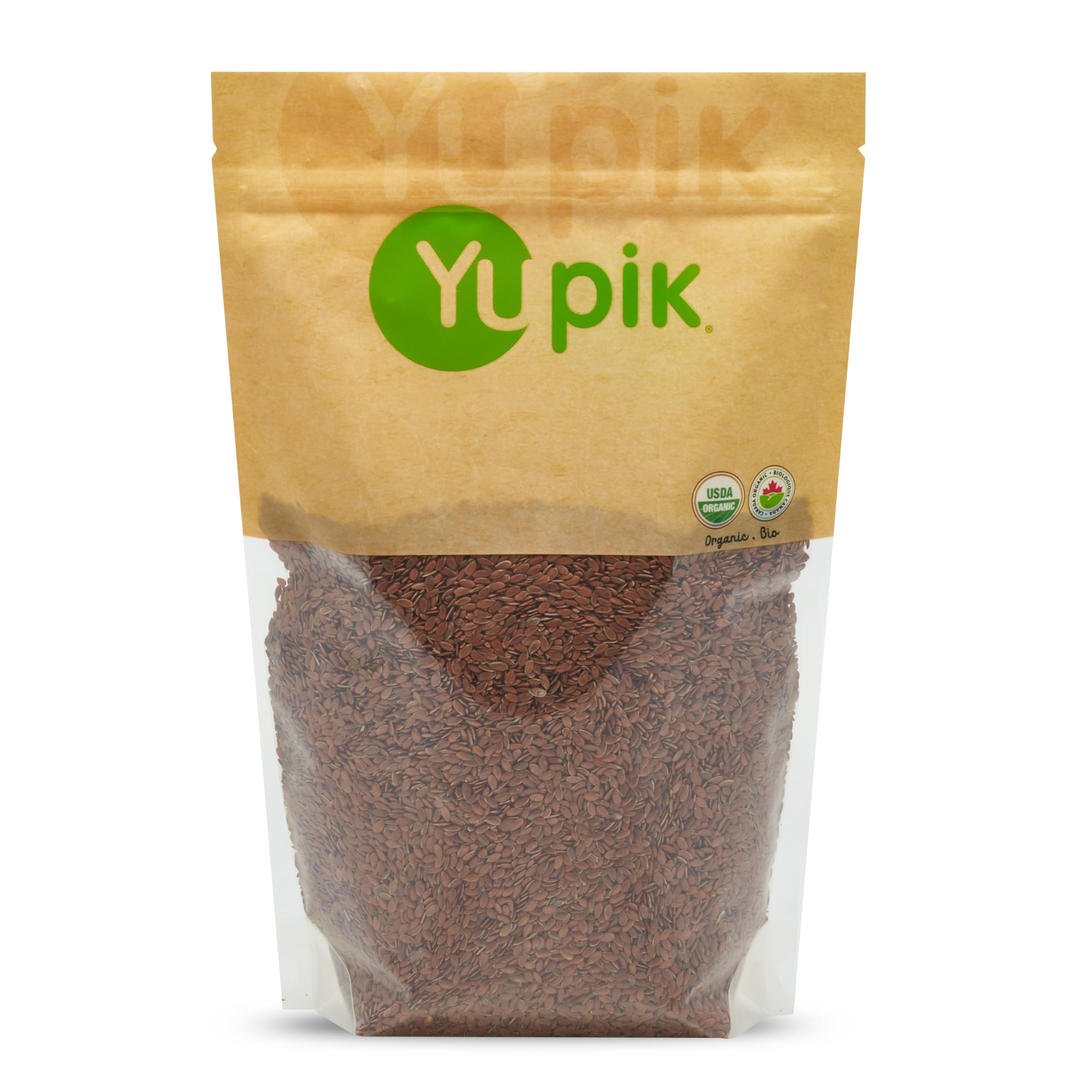 Organic Brown Flax Seeds by Yupik, 2.2 lb (35.2 oz) - Gluten-Free, Non-GMO, Kosher, Vegan, Raw | High in Omega-3, Fiber & Plant Protein | Perfect for Baking, Smoothies, Yogurt Toppings & Healthy Snacks