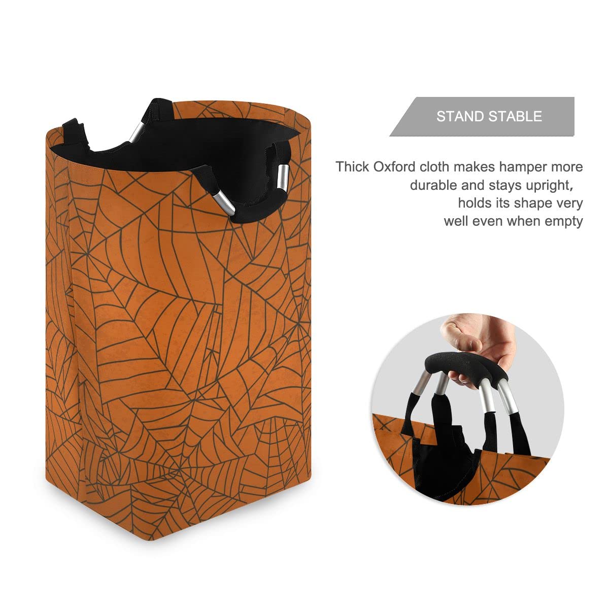 DOMIKING Halloween Spider Web Collapsible Laundry Basket - Storage Organizer for Kids Room, Dorm, Toy & Clothes - Perfect for Halloween Decor & Dirty Laundry Organization