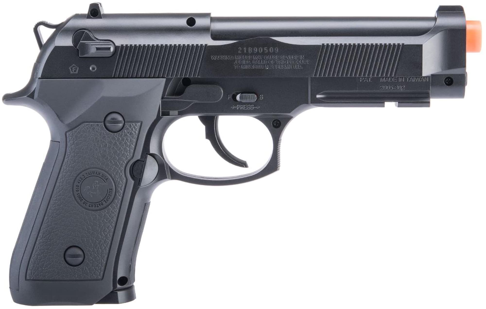 Win Gun High Power M9 CO2 Airsoft Pistol - Black Gas Powered Airsoft Gun for Tactical Training & Outdoor Shooting Games | Evike Airsoft