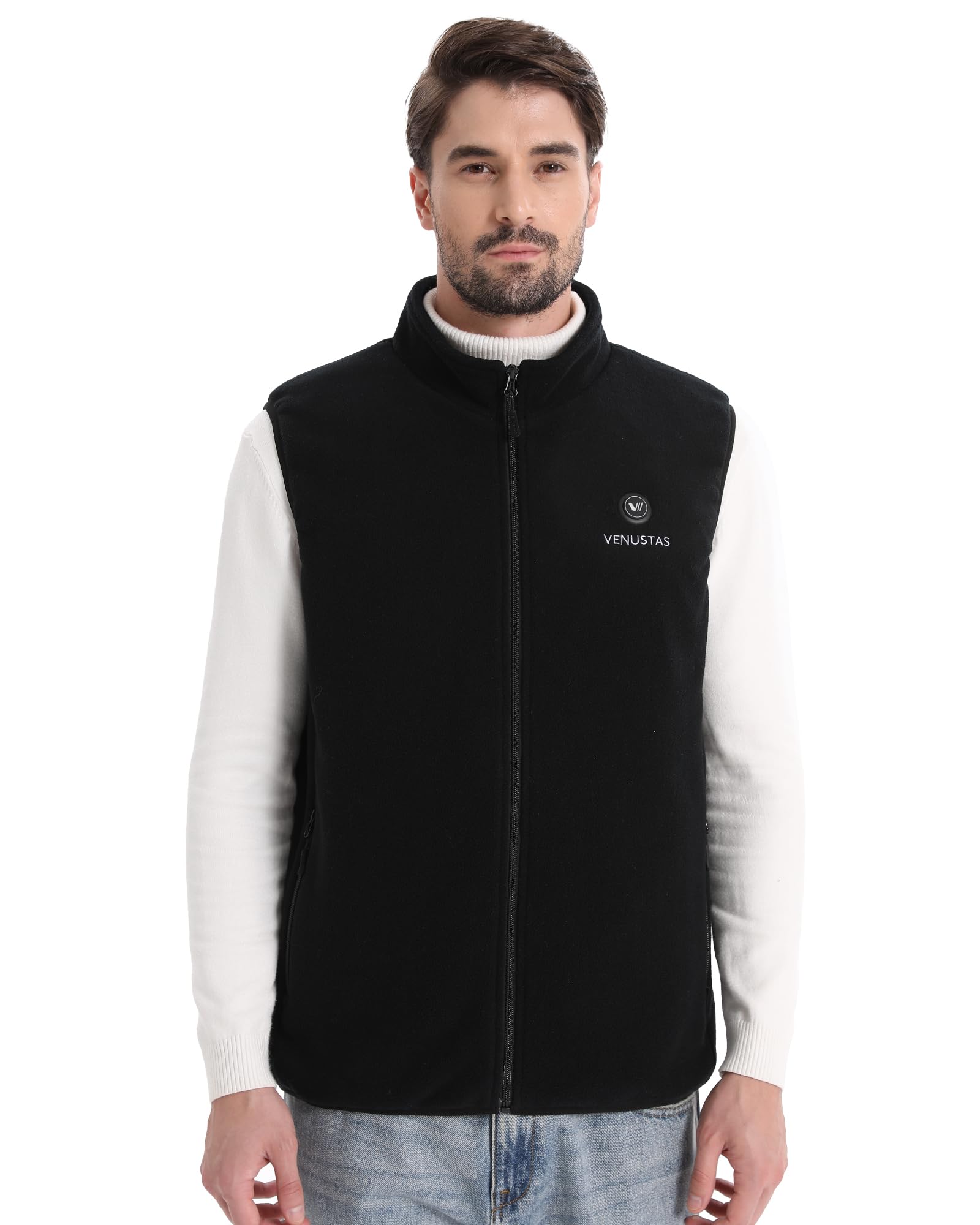Venustas Men's Fleece Heated Vest with Rechargeable Battery - Lightweight Electric Heated Jacket for Winter Outdoor Activities, Hunting, Camping & Work