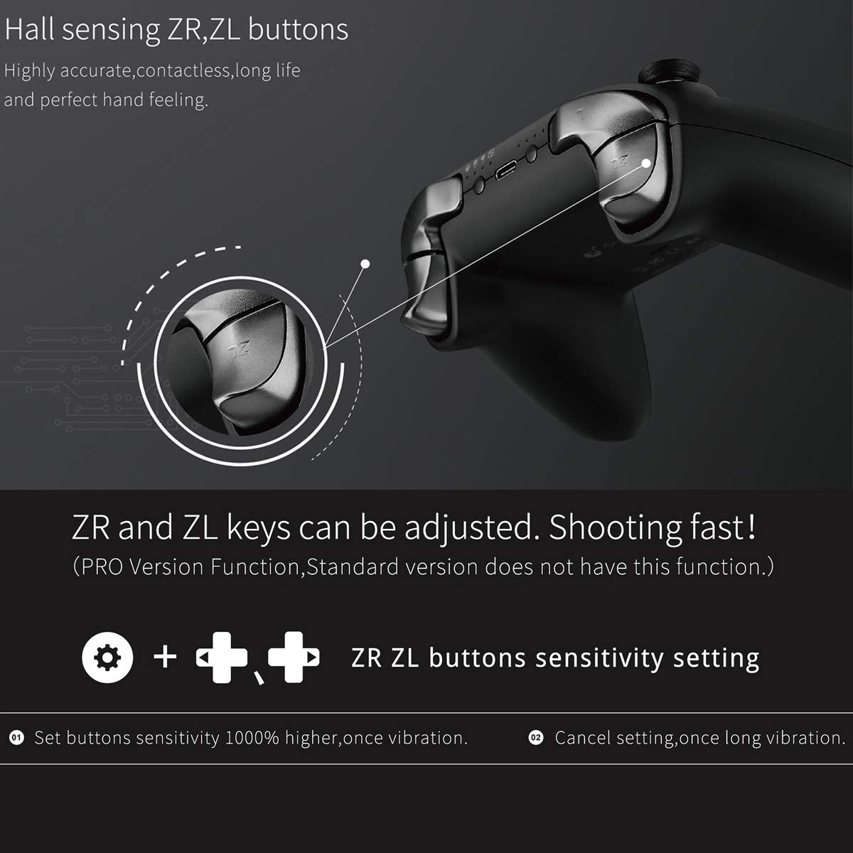 Gulikit KingKong Pro Wireless Bluetooth Controller for Nintendo Switch, PC & Android - Ergonomic Gamepad with Hall Effect Joysticks (Black) - Perfect for Gaming, Streaming & Multi-Platform Play