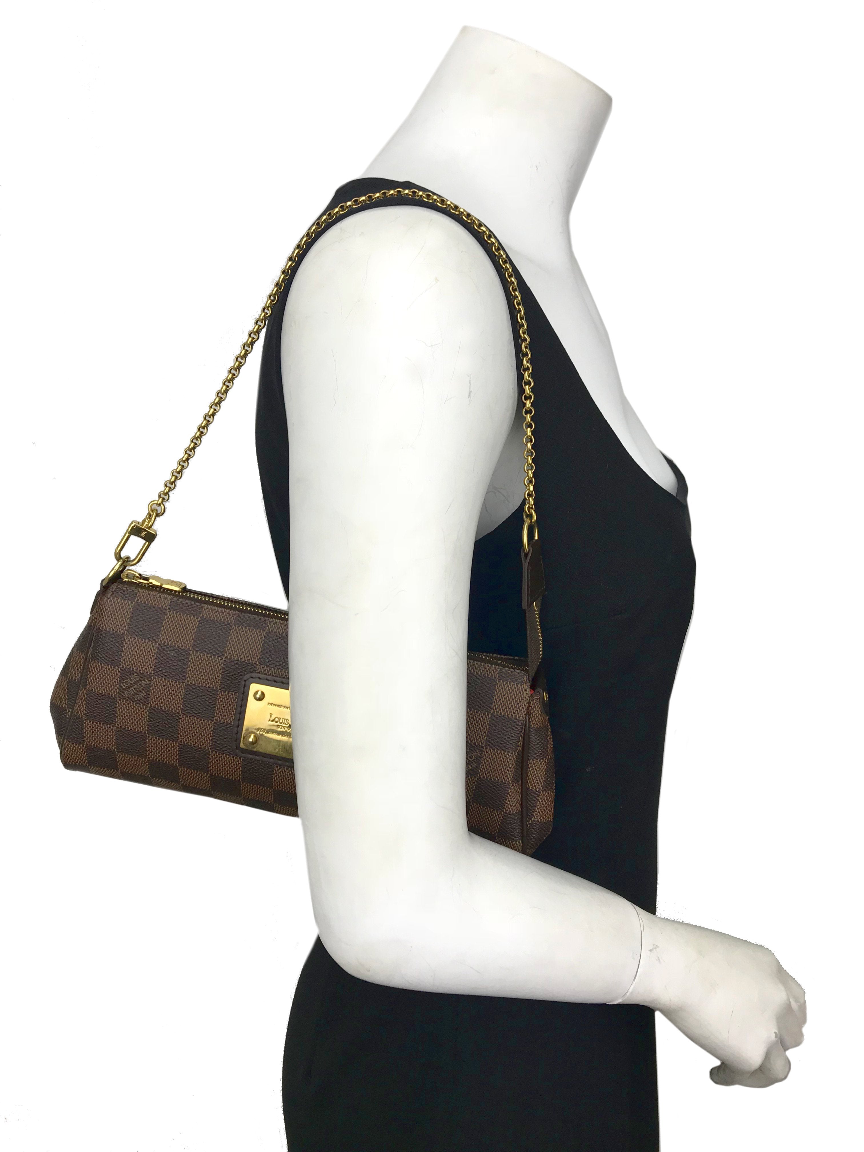 Louis Vuitton Damier Ebene Canvas Eva Clutch Bag - Luxury Crossbody Purse for Women | Perfect for Evening Events, Travel & Daily Use
