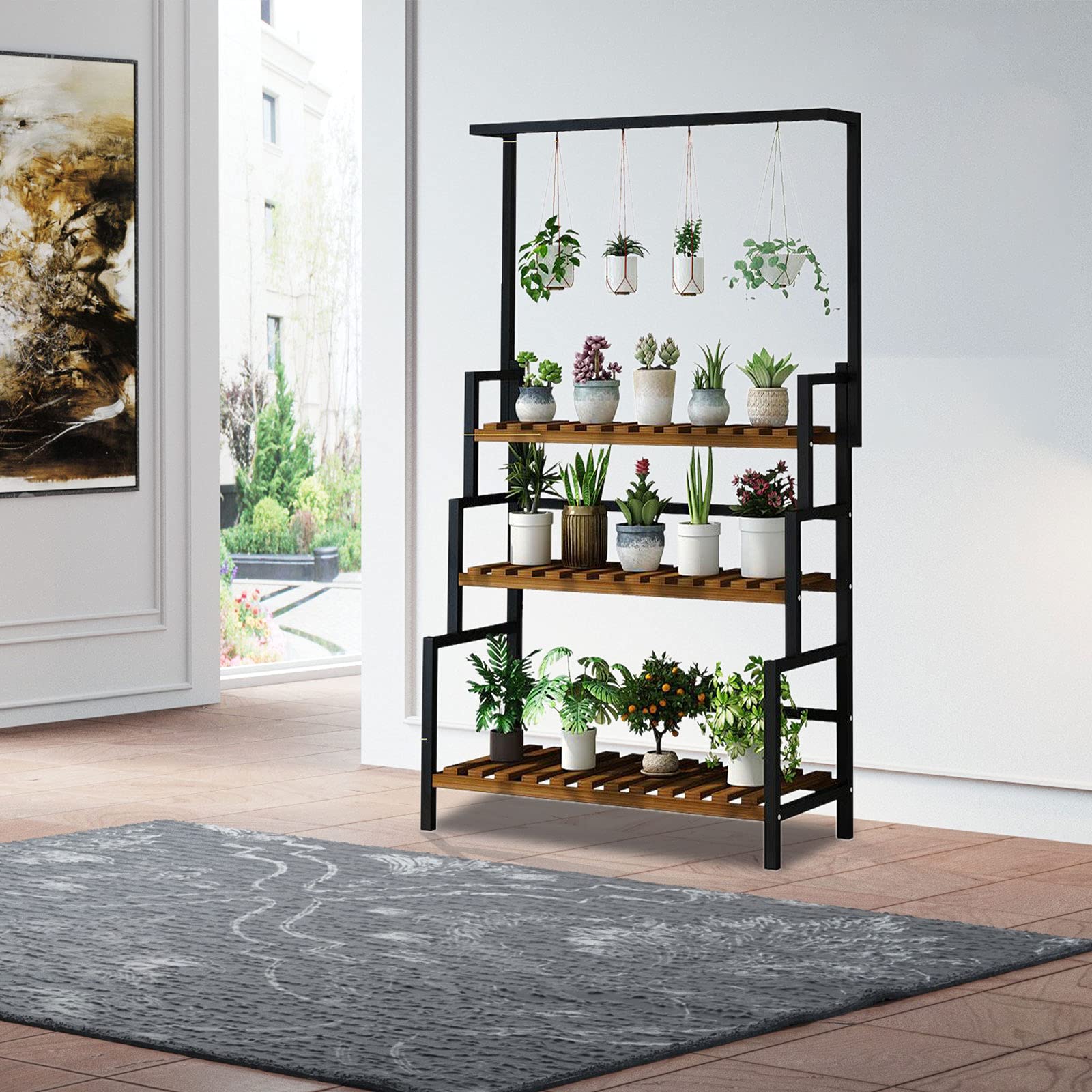 3-Tier Metal Flower Stand Planter Shelf - Hanging Plant Organizer Rack for Indoor Plants, Pots & Home Decor | Perfect for Living Room, Balcony & Garden Decoration