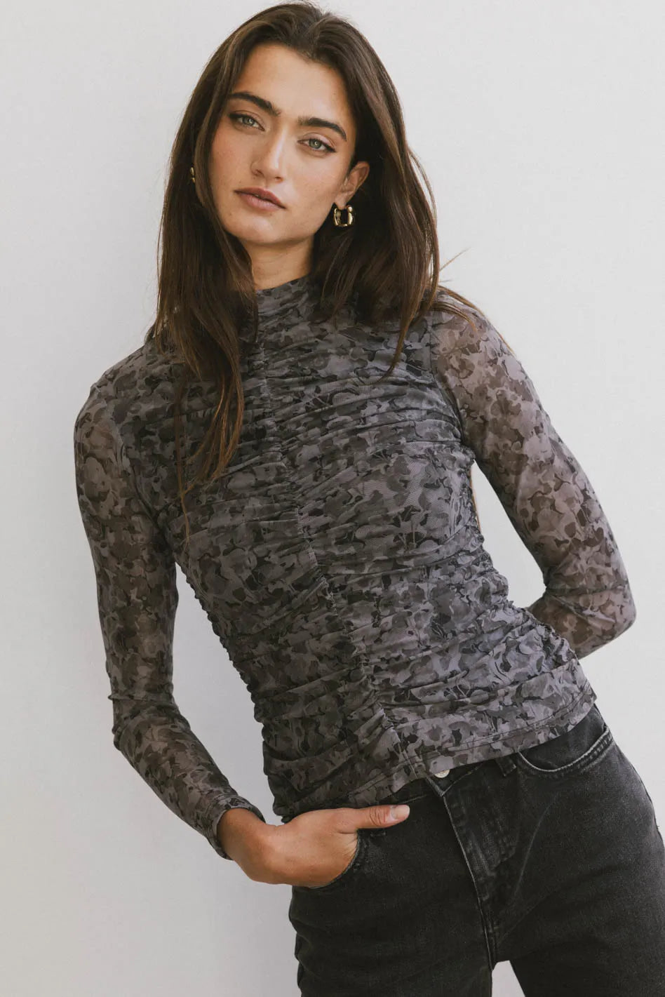 Lola Ruched Women's Blouse - Elegant Ruffled Tops for Casual & Party Wear | Final Sale