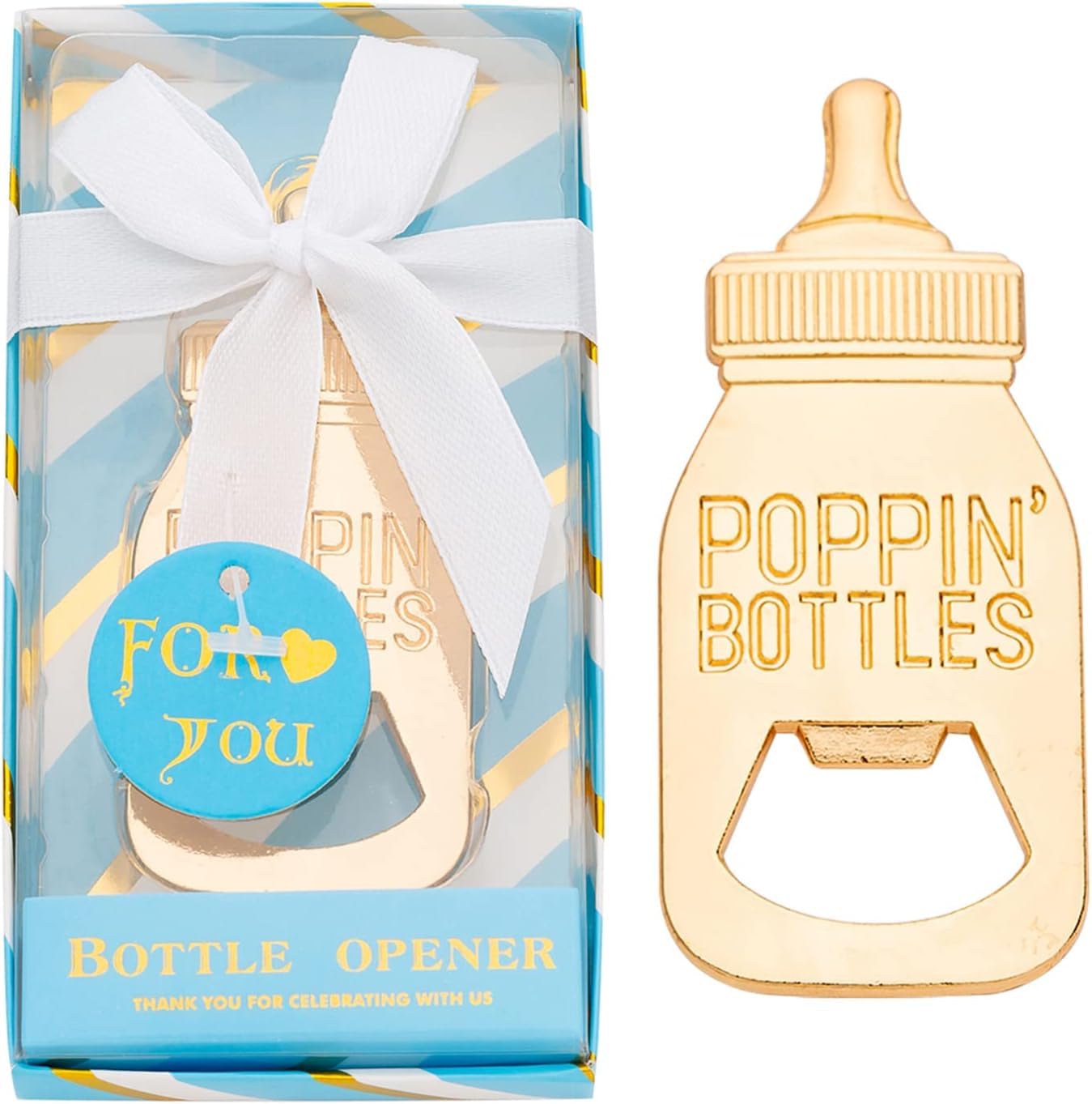 16-Pack Baby Bottle Shaped Openers - Fun Baby Shower Party Favors, Wedding Guest Gifts & Kids Birthday Souvenirs (Blue) - Perfect for Newborn Celebrations, Bridal Showers & Family Events