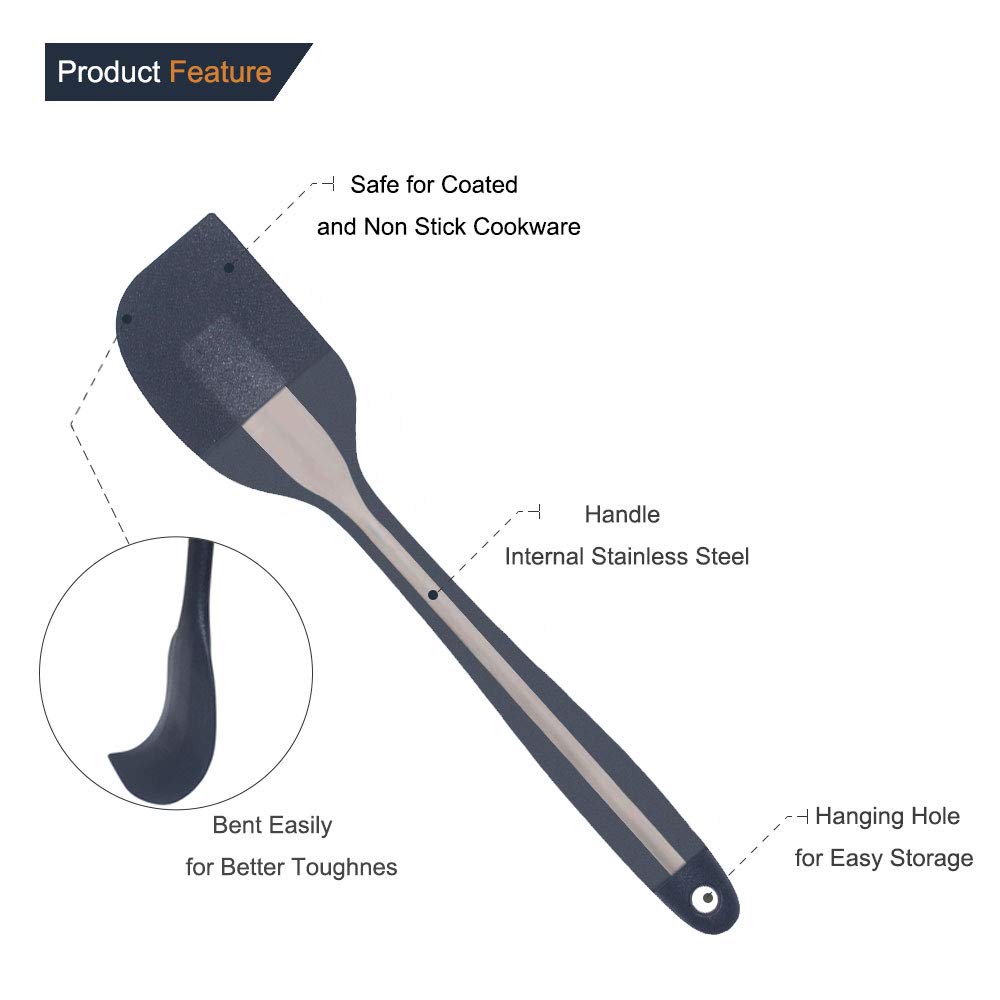 4-Piece Heat-Resistant Silicone Spatula Set for Cooking & Baking | Non-Stick Kitchen Utensils with Ergonomic Handle | Dishwasher Safe Mixing Spoon & Scraper | Perfect for Cake Decorating, Cookie Dough & Pancake Flipping