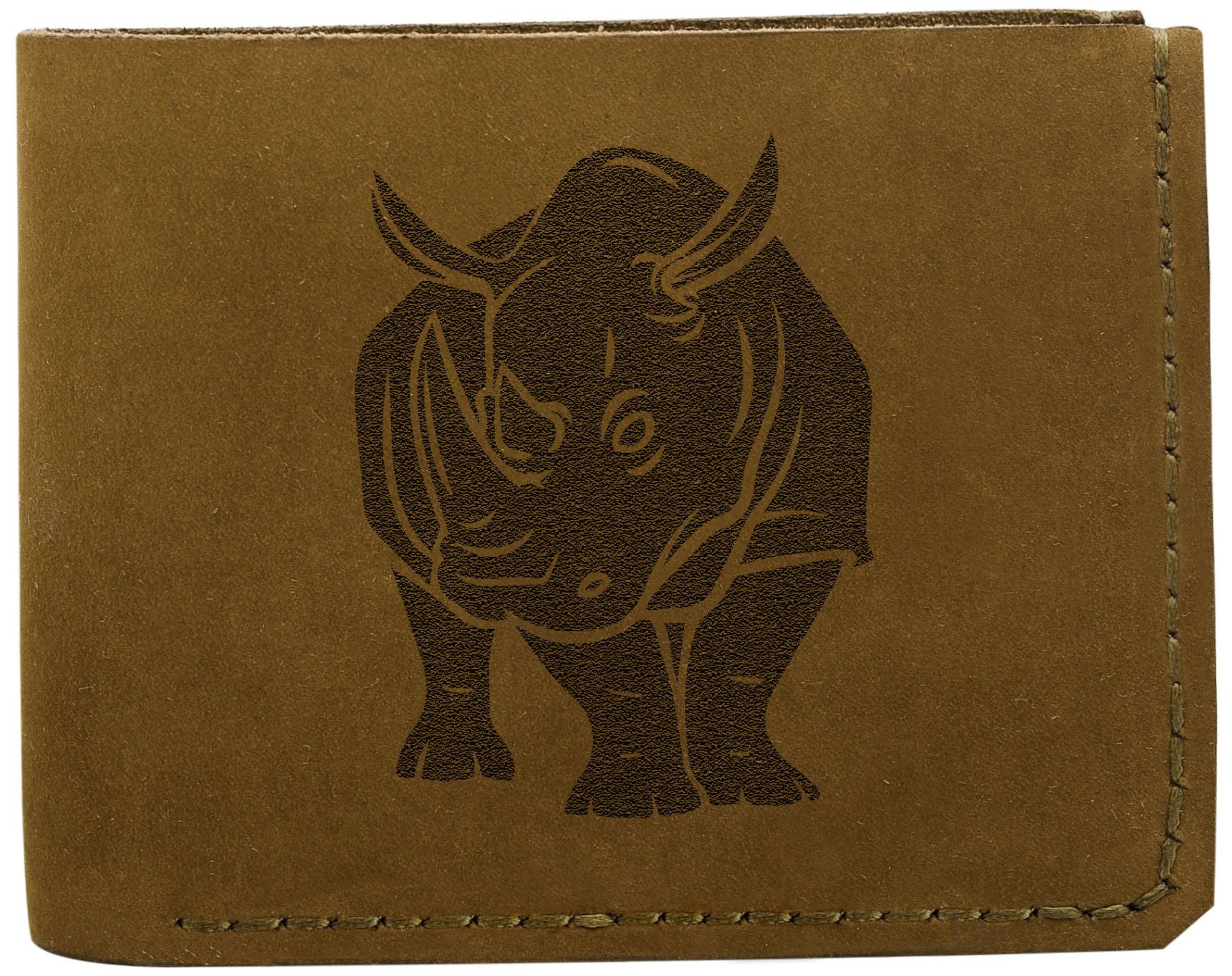 Men's Rhinoceros Abstract Handmade Genuine Leather Pull-Up Wallet - Premium Bifold Wallet for Everyday Carry, Travel & Gifts