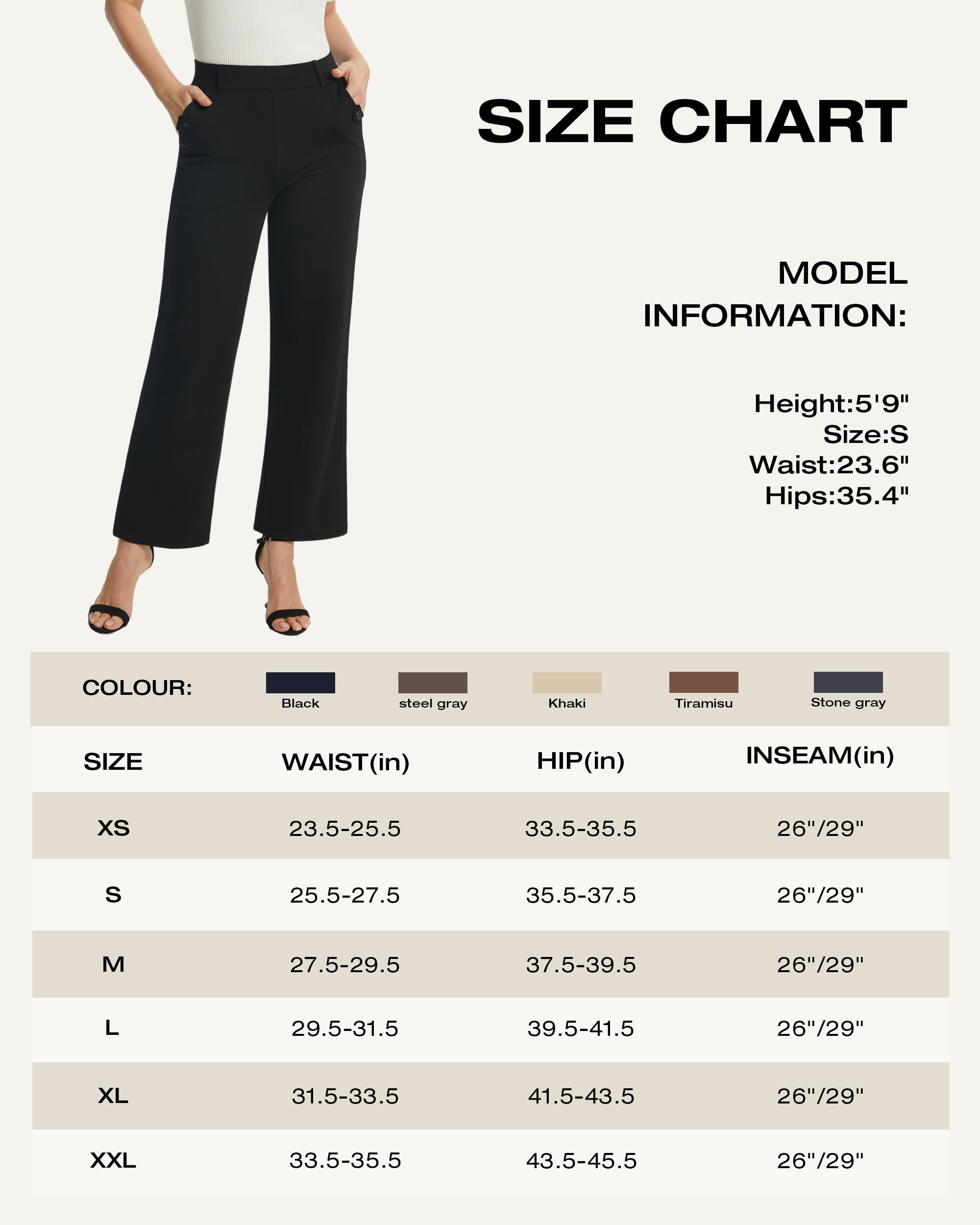 AFITNE Women's High Waist Yoga Dress Pants - Stretchy Pull On Business Casual Ankle Pants for Work, Office & Yoga - Comfortable Professional Trousers for Women