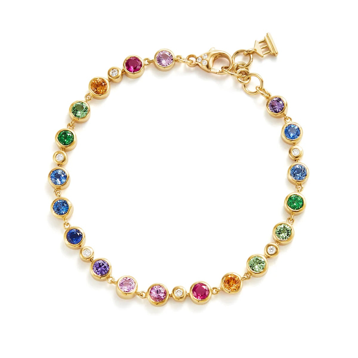 Temple St. Clair Rainbow Link Bracelet - 18K Gold Plated Adjustable Chain Bracelet for Women | Perfect for Everyday Wear, Gifts & Special Occasions
