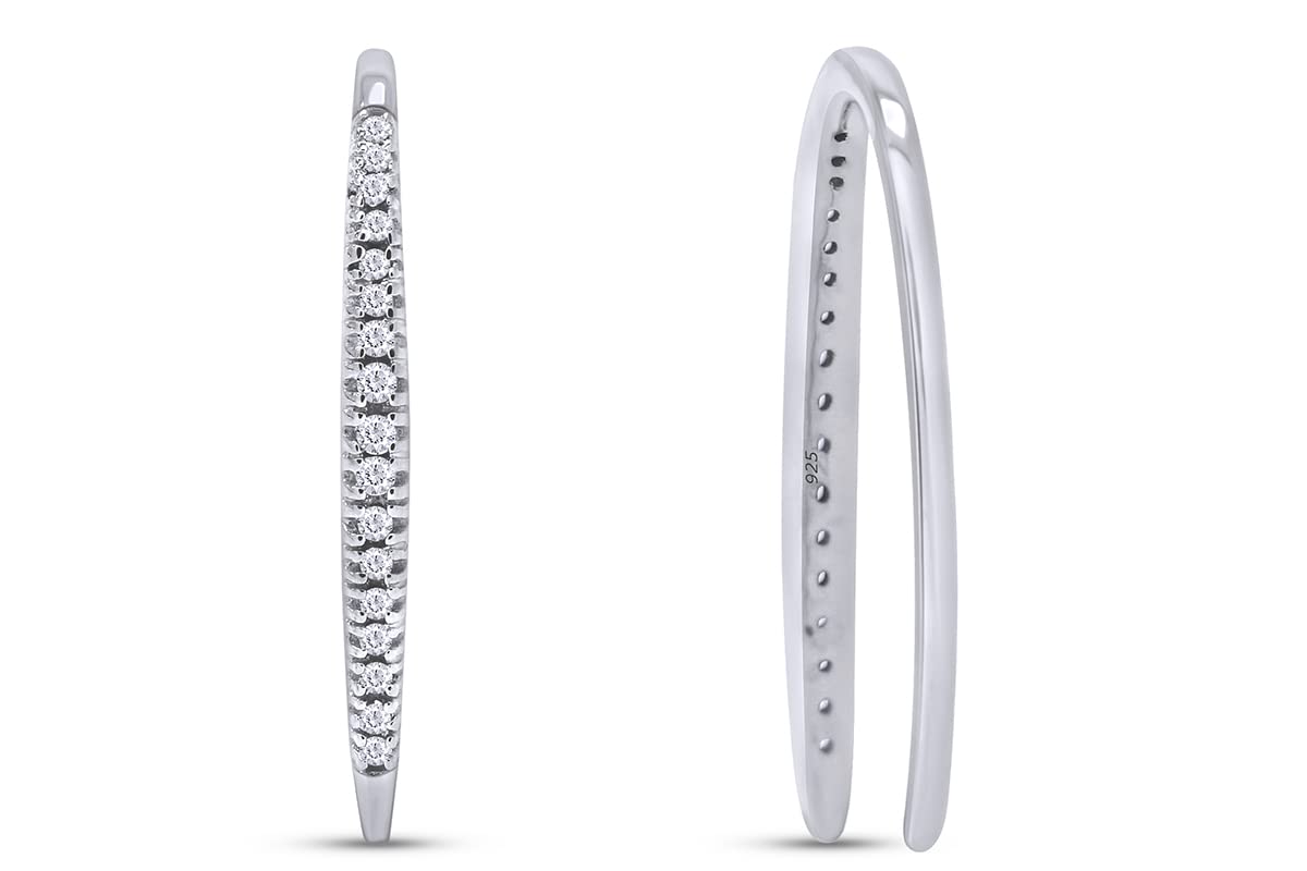 14k Gold Over Sterling Silver Round Cut Simulated Birthstone Bar Hoop Earrings for Women - Perfect for Birthdays, Anniversaries & Everyday Elegance
