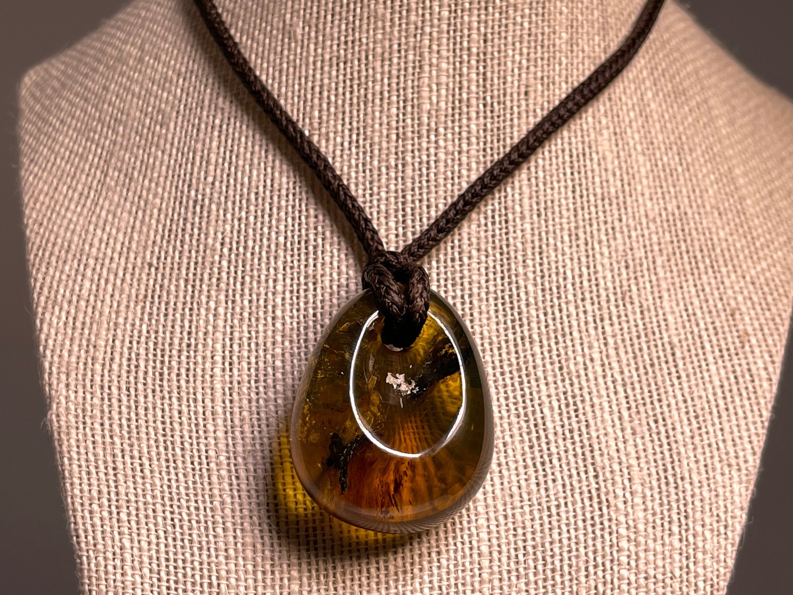 AMBER Crystal Necklace - Handmade Healing Stone Pendant for Women | Natural Baltic Amber Jewelry for Energy & Chakra Balance | Perfect for Meditation, Yoga & Spiritual Gifts