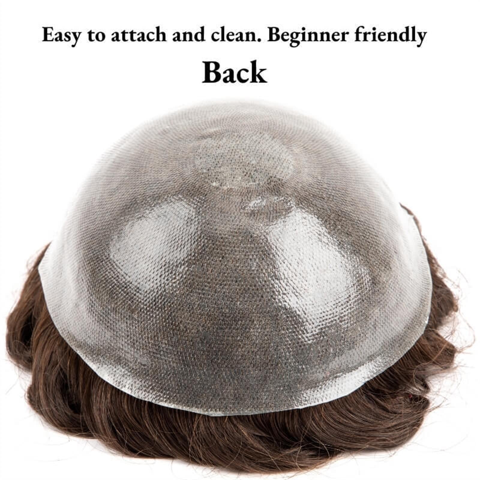 Premium Men's Toupee Human Hair System - 0.08mm PU Skin Base, 7.5 Inch Natural Hairline, Durable Wig for Thinning Hair (Color: 1B10#) - Perfect for Daily Wear, Special Occasions & Hair Loss Solutions