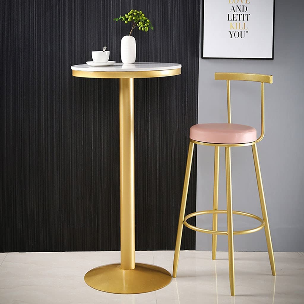 MLGBCDZ 30''/75cm Metal & Marble Pub Table - Modern Round Kitchen & Cocktail Bar Height Table - Easy Assembly Golden Standing Table for Living Room, Bar, or Patio - Perfect for Entertaining & Small Spaces