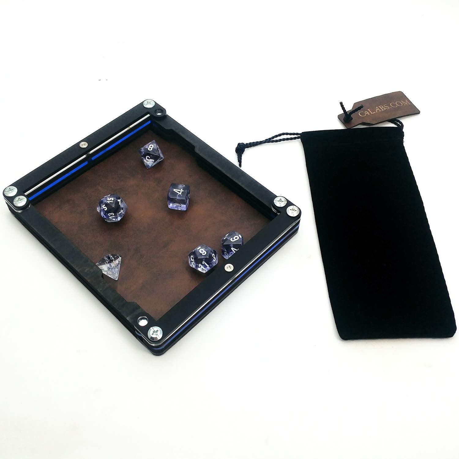 Foldable Dice Tray for Travel - Portable Collapsible Dice Rolling Tray by C4Labs (Brown) - Perfect for D&D, Board Games & RPGs On-The-Go