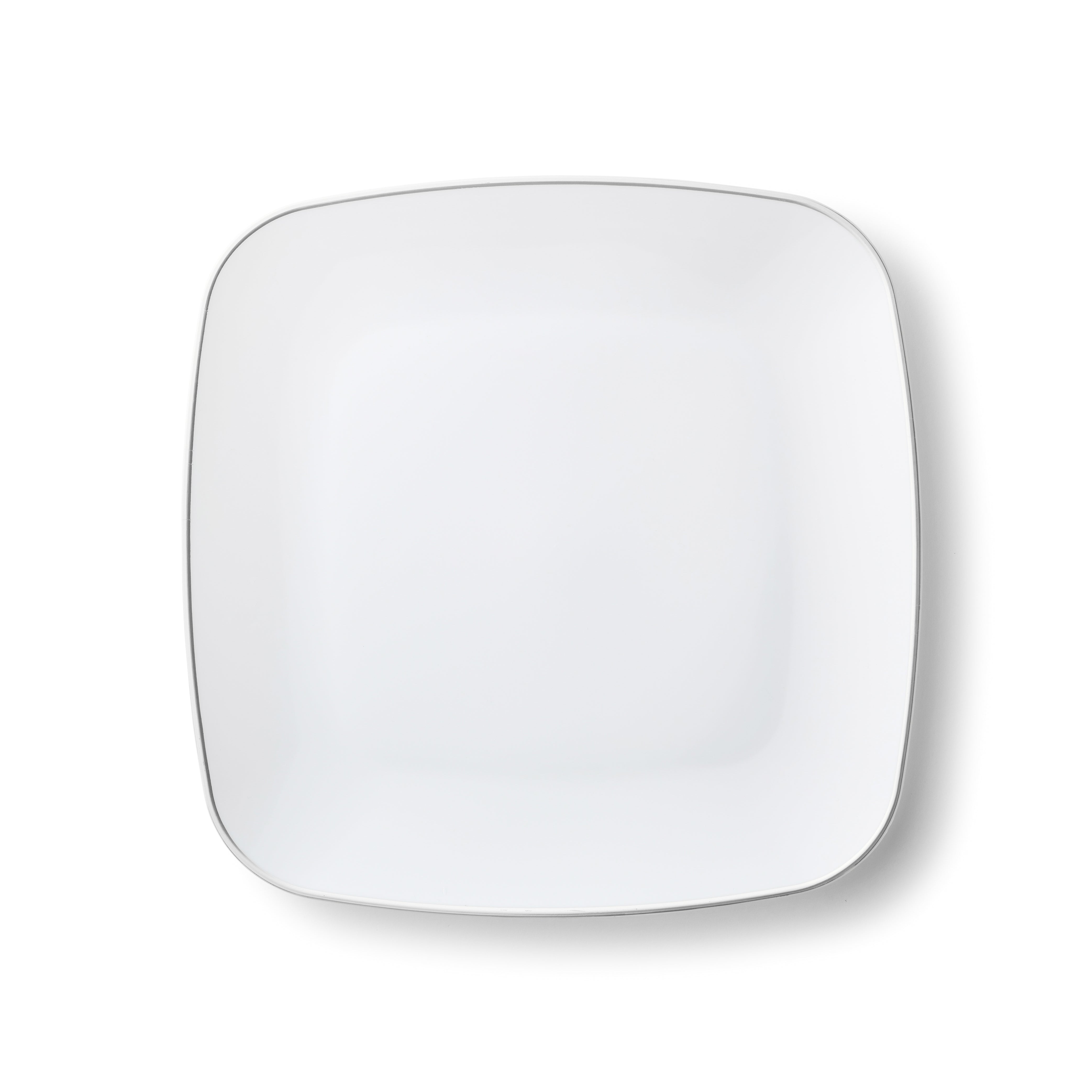32-Pack White & Silver Square Plastic Dinnerware Set for 16 Guests - Elegant Disposable Plates, Forks, Knives & Spoons - Perfect for Weddings, Parties, BBQs & Outdoor Events
