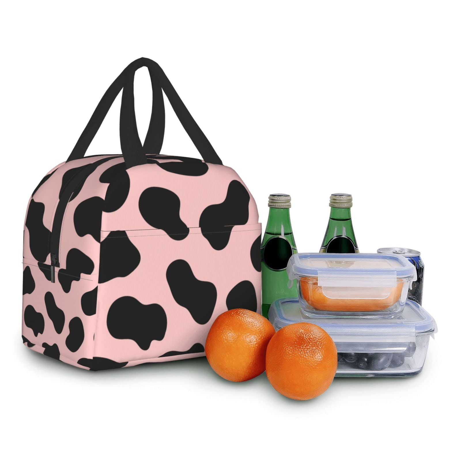 Insulated Lunch Bag for Work & Travel - Reusable Cute Cow Design Portable Meal Container for Men & Women - Perfect for Office, School, Picnic & Outdoor Activities