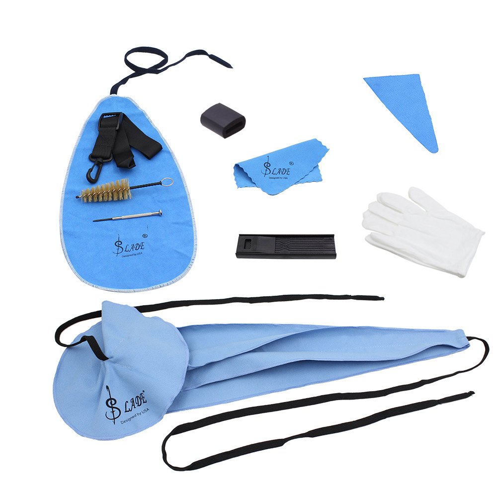 10-in-1 Saxophone Cleaning & Maintenance Kit with Belt, Thumb Rest Cushion, Reed Case, Mouthpiece Brush, Mini Screwdriver, Cleaning Cloth & Gloves - Perfect for Saxophone Players, Students & Musicians for Daily Care & Performance Preparation