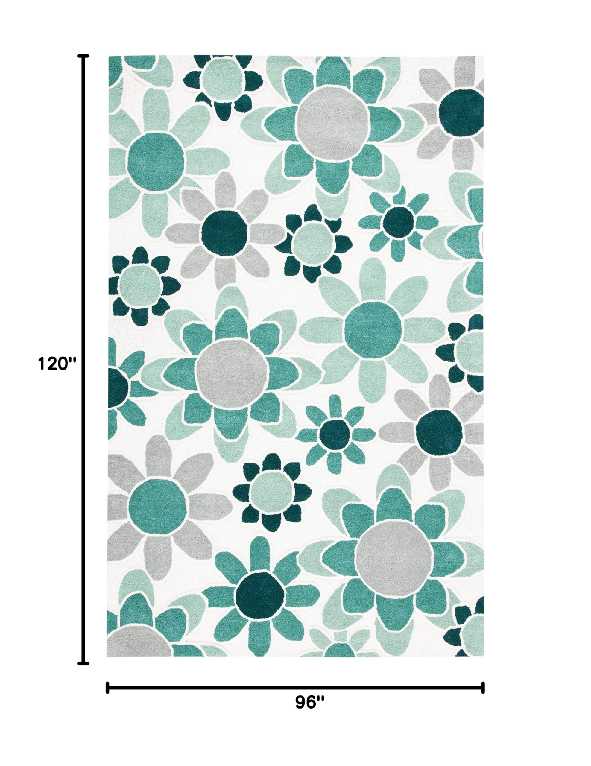 SAFAVIEH Kids Collection Handmade Floral Wool Area Rug - 8' x 10', Ivory & Green, Non-Slip Nursery Rug for Playroom, Bedroom & High Traffic Areas | Perfect for Kids' Room Decor & Play Spaces (SFK923Y)