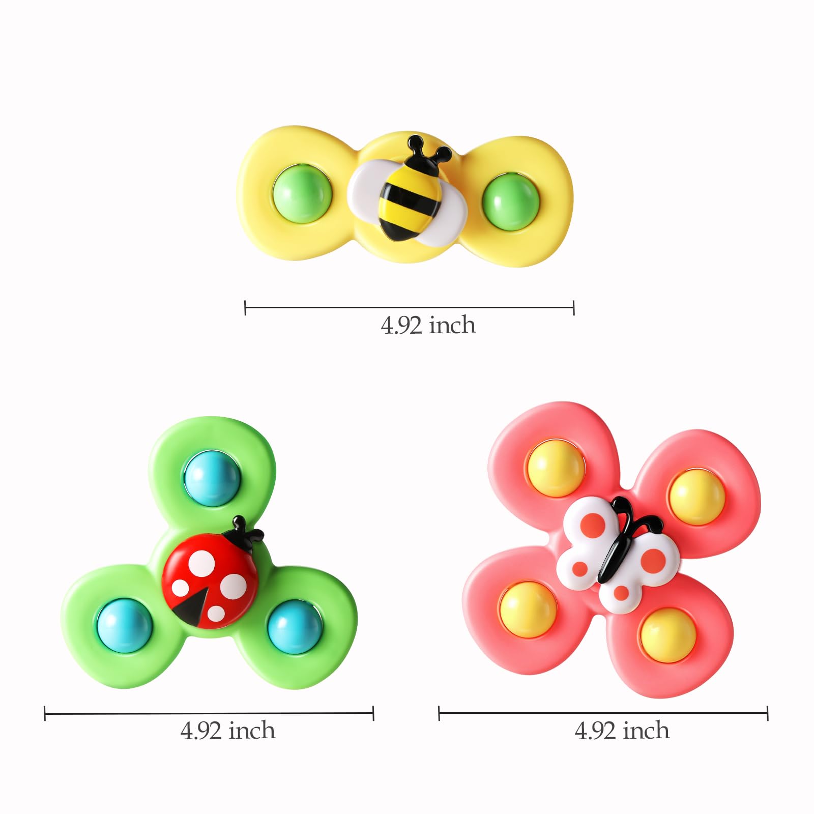 ALASOU 3PCS Suction Cup Spinner Toys for Toddlers 1-3 Years - Sensory Bath Toys for Baby Boys & Girls 12-18 Months | Fun Spinning Top Toy & Birthday Gift for 1-2 Year Olds | Perfect for Bathtime Play, Early Learning & Sensory Development