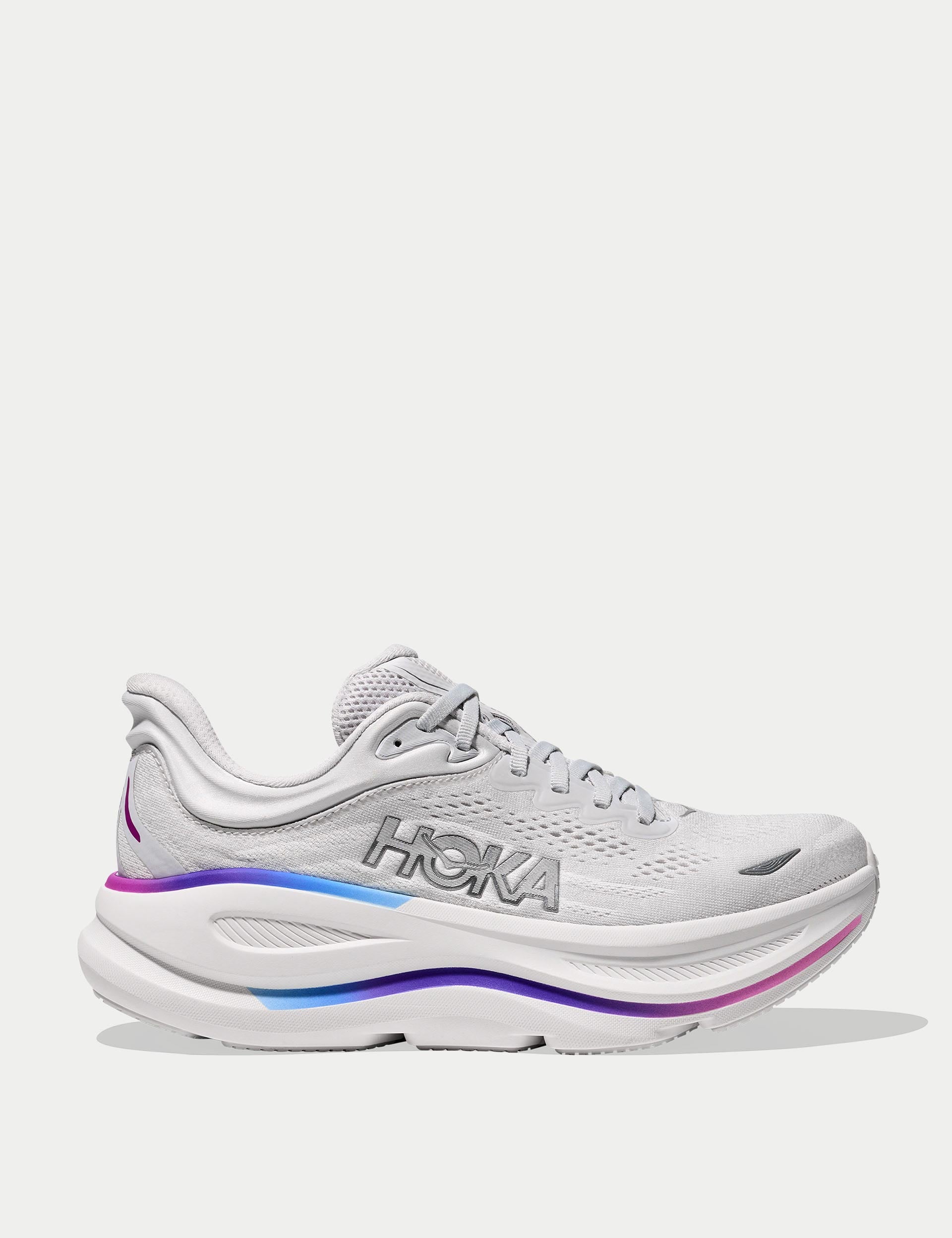 Hoka Bondi 9 Running Shoes - Cosmic Grey/White - Cushioned Comfort for Long-Distance Running & Walking