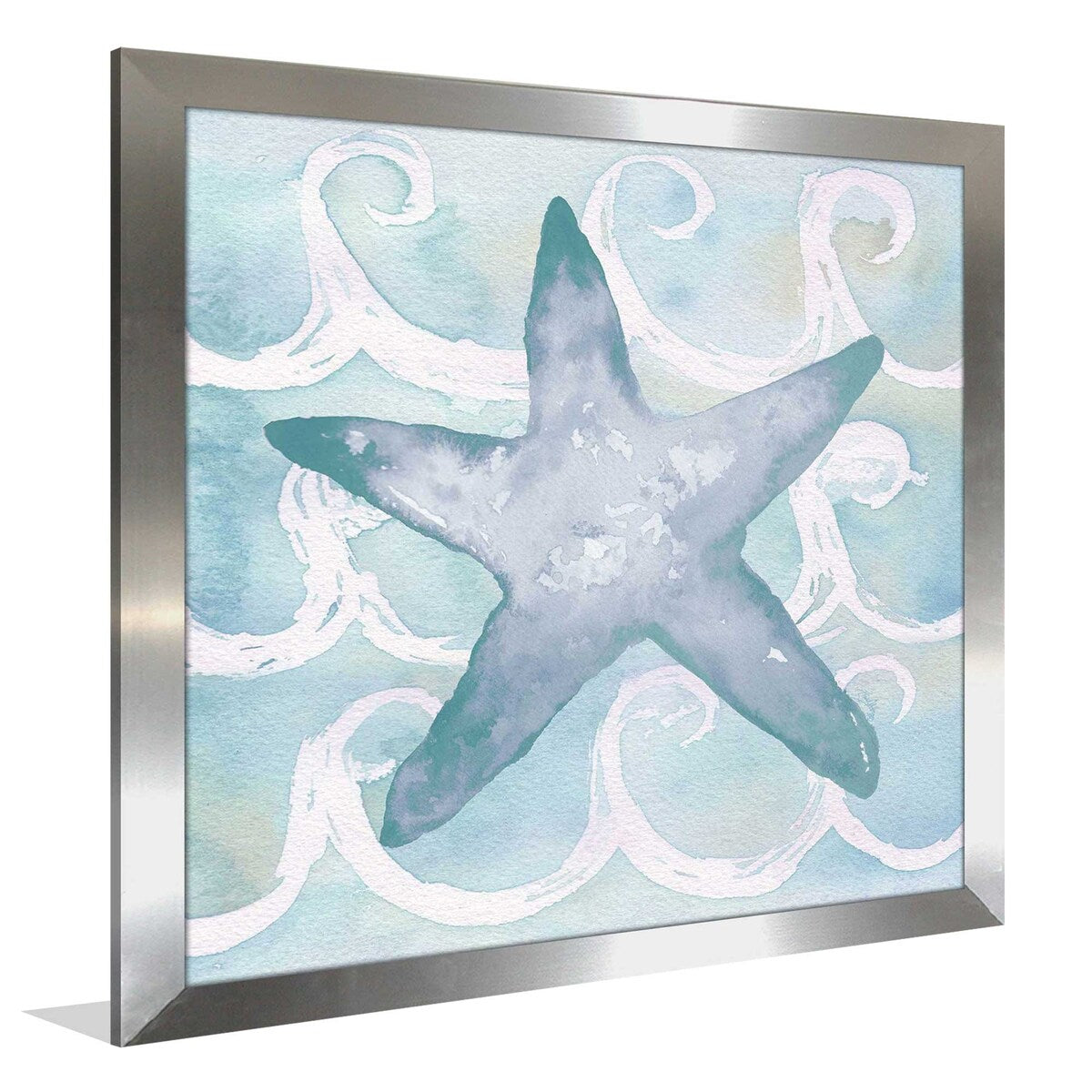 Azure Sea Creatures I (Square) Acrylic Wall Art Print - Perfect for Beach House Decor, Ocean Themed Living Room, or Kids' Bedroom