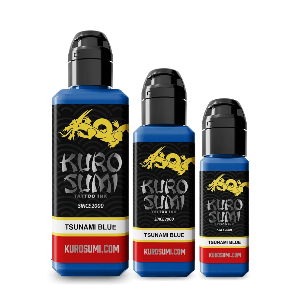 Kuro Sumi Tsunami Blue Tattoo Ink - Professional Tattoo Artist Supplies for Vibrant & Long-Lasting Body Art - Perfect for Sleeves, Cover-Ups & Custom Designs