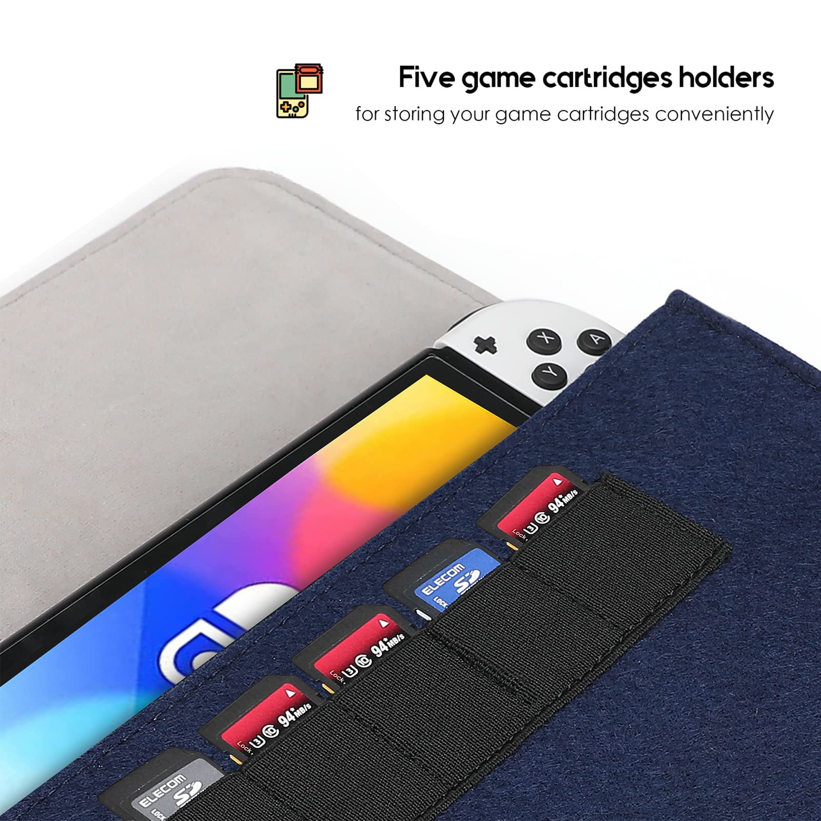 ProCase Nintendo Switch OLED Flip Cover Case with 2 Pack Tempered Glass Screen Protectors - Protective Bundle for Nintendo Switch OLED & Regular Switch Models - Perfect for Travel, Gaming On-The-Go & Console Protection