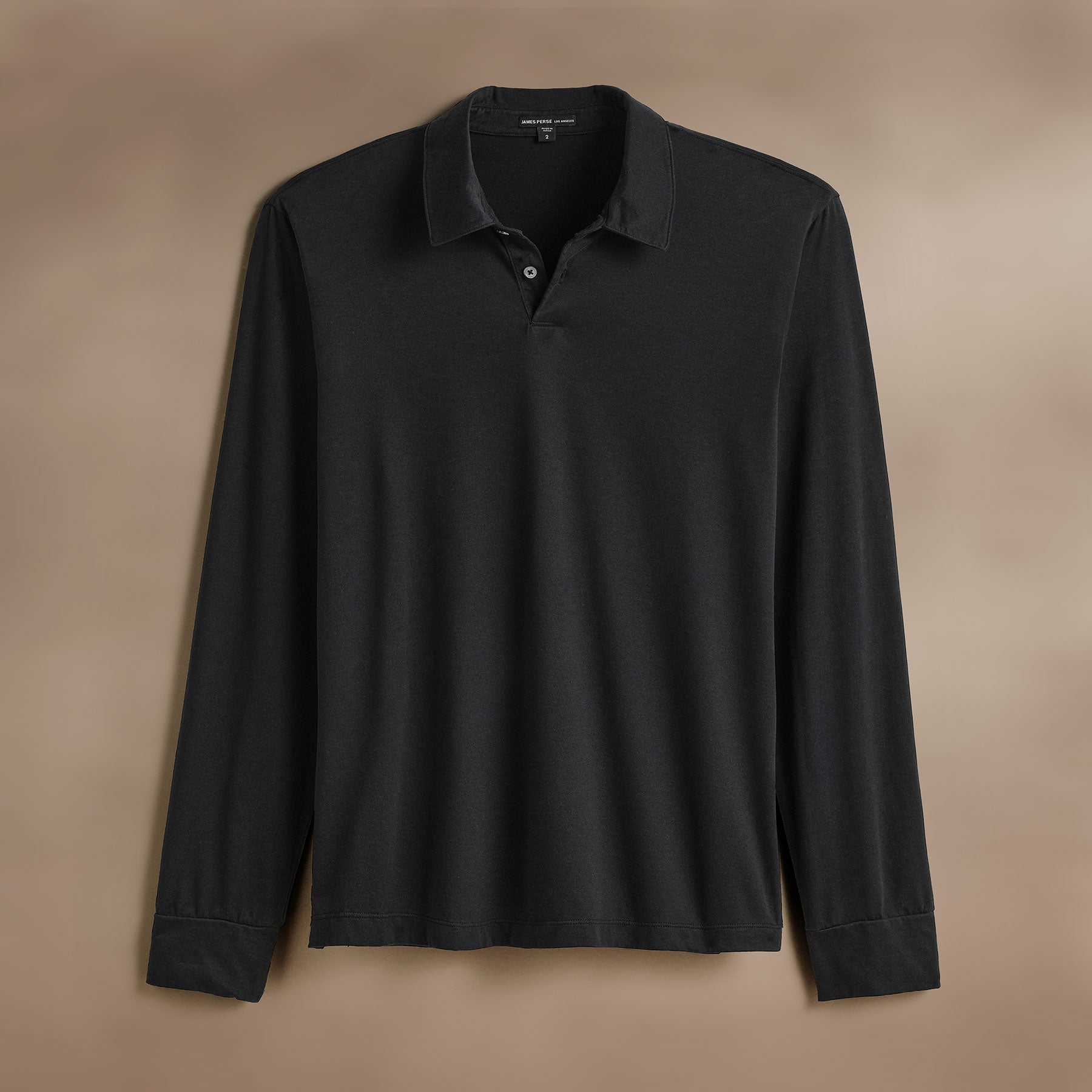 Premium Heavyweight Luxe Jersey Long Sleeve Polo Shirt for Men - Classic Black - Perfect for Business Casual, Golf & Everyday Wear