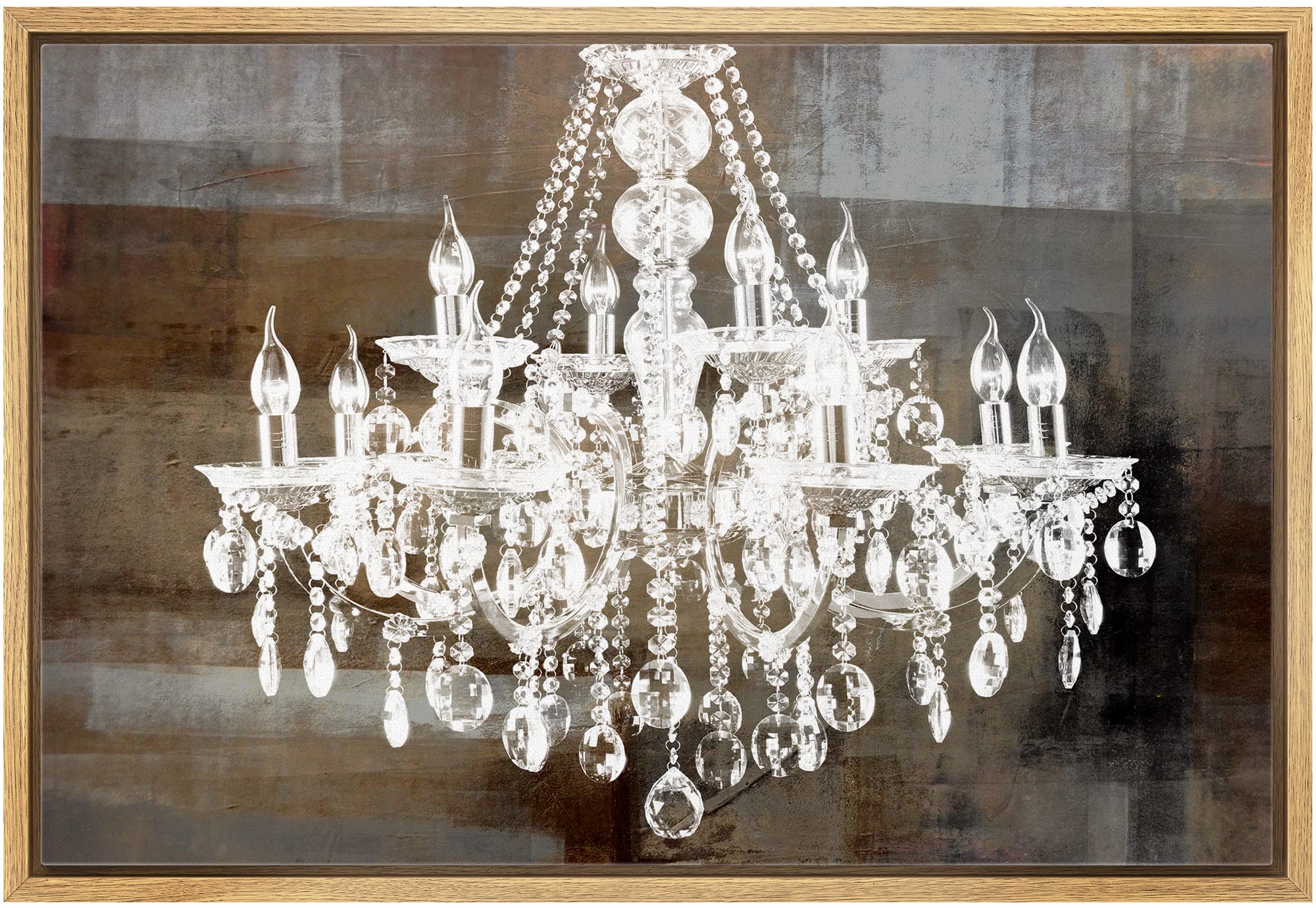 Wall26 Framed Canvas Print - White Chandelier Silhouette on Abstract Background, Modern Digital Wall Art for Living Room, Bedroom & Office Decor (16x24 Inches) | Elegant Home Decor for Relaxation & Calm Atmosphere
