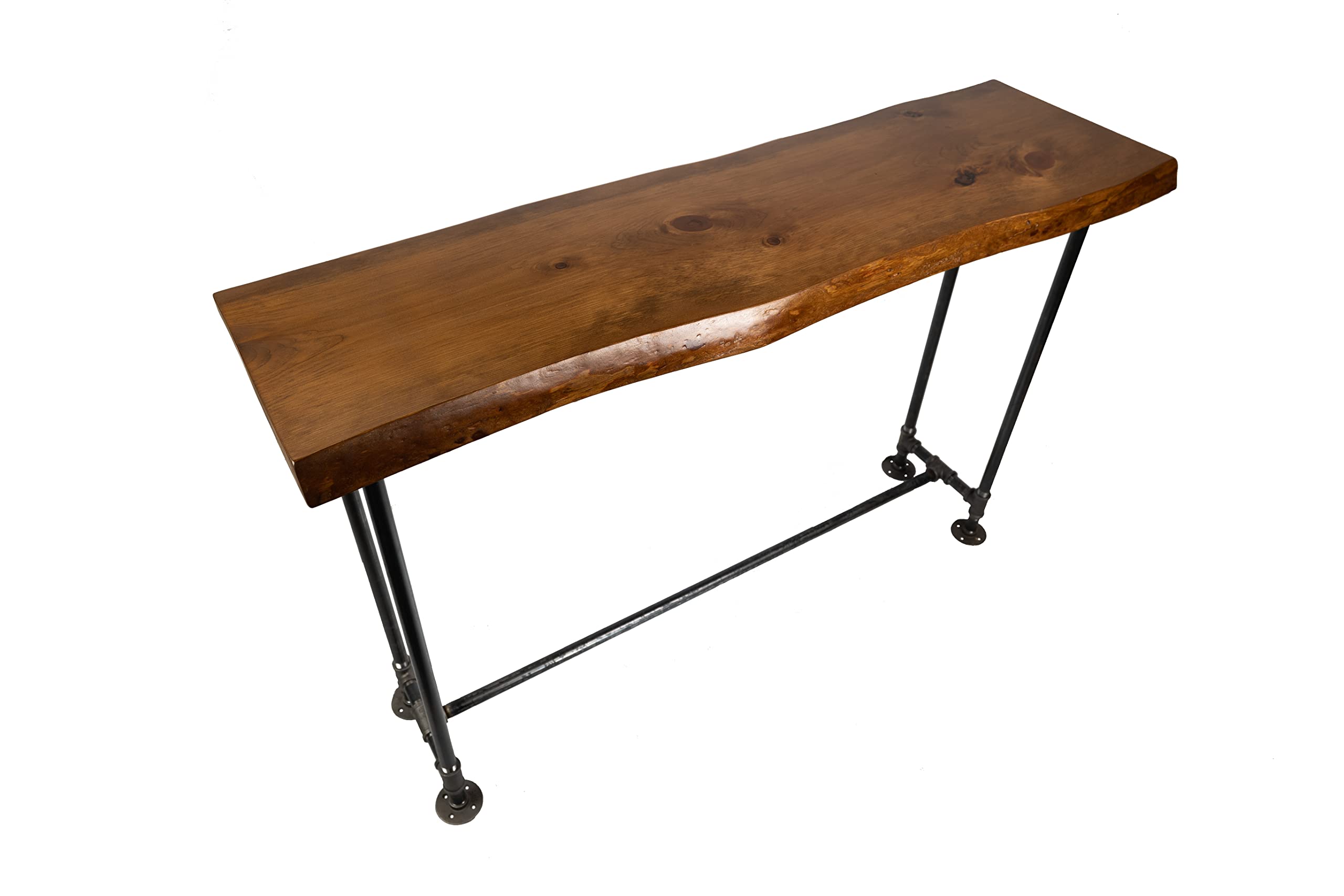 Industrial Pipe Sofa Table - Live Edge Wood Console Table for Entryway, Behind Couch or Hallway - Rustic Honey Pine Finish - Perfect for Farmhouse, Industrial & Modern Home Decor