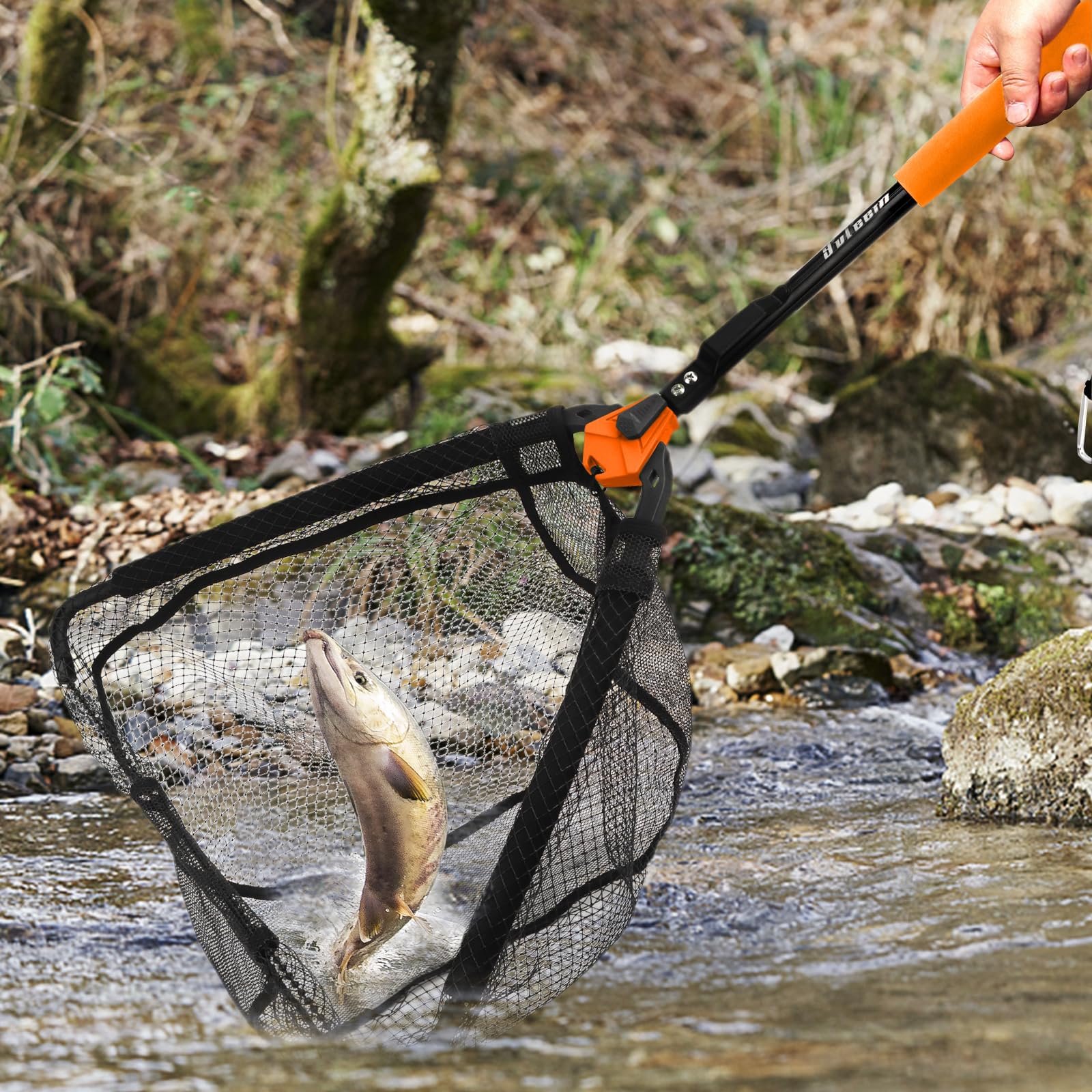 **YVLEEN Floating Fishing Net - Foldable & Lightweight Freshwater Landing Net with Ultra-Thin Rubber Mesh for Easy Catch & Release - Perfect Gift for Anglers - Ideal for Kayak, Boat, and Shore Fishing**