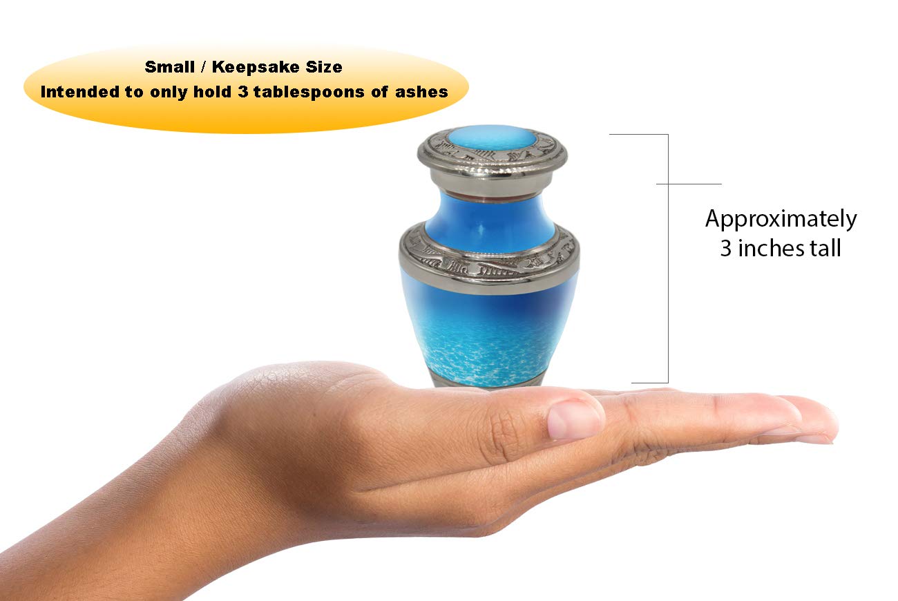 Ocean Tranquility Adult Male Cremation Urn - Handcrafted Personalized Memorial Urn for Human Ashes | Beautiful Decorative Urn Set of 4 | Perfect for Home Memorials, Funeral Services & Ash Scattering Ceremonies