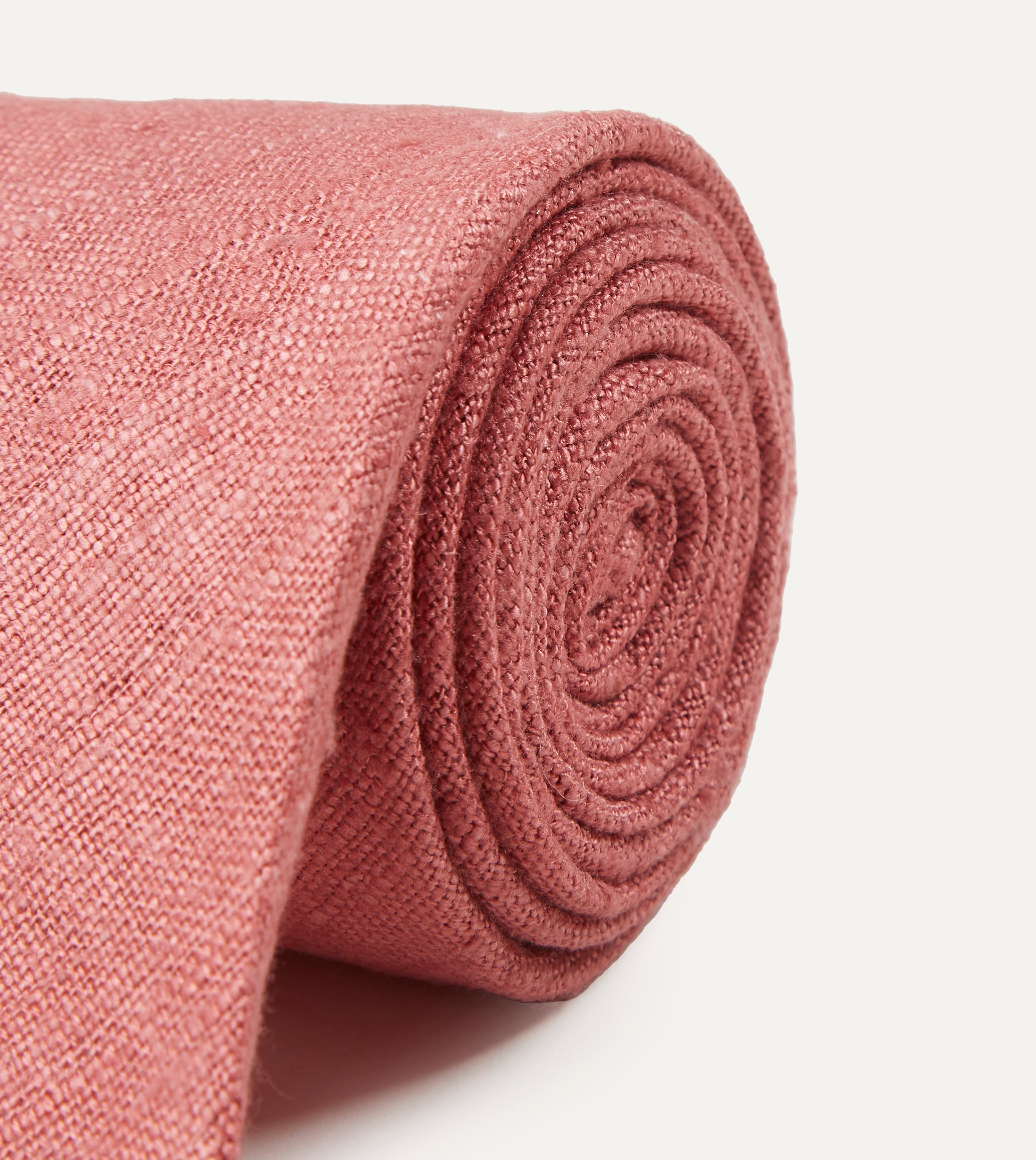 Handmade Pink Tussah Silk Tie for Men - Elegant Hand Rolled Necktie for Weddings, Business & Formal Occasions