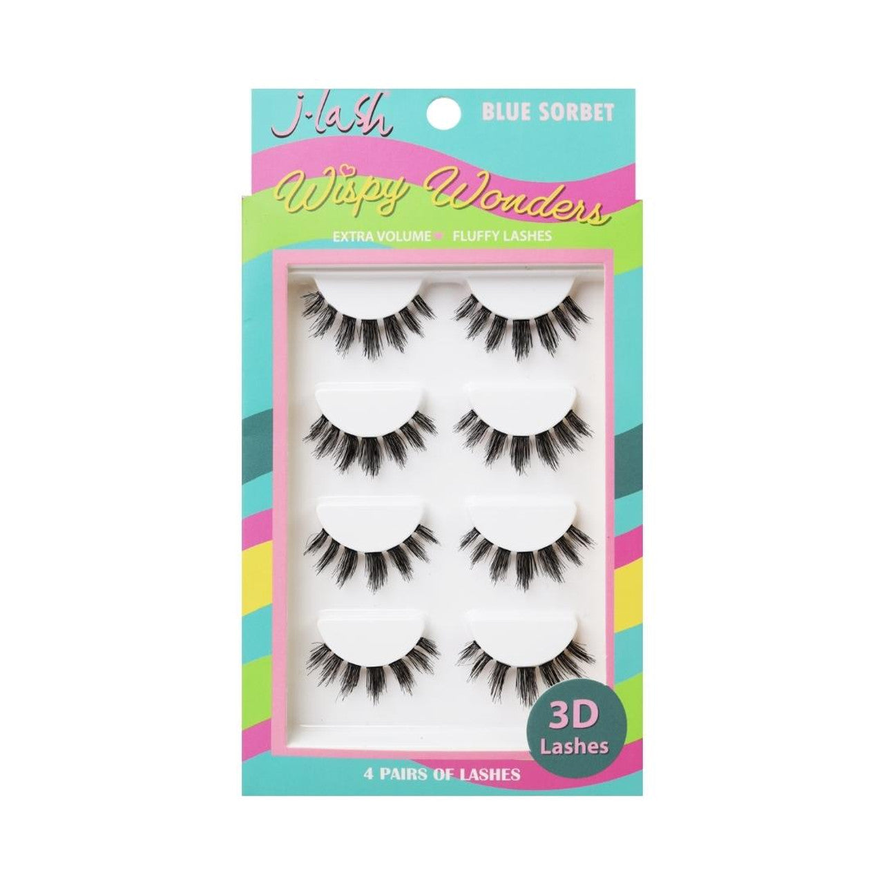 J Lash Wispy Wonders Blue Sorbet False Eyelashes - Natural Looking Fluffy Lashes for Dramatic Eye Makeup | Perfect for Parties, Weddings & Special Occasions