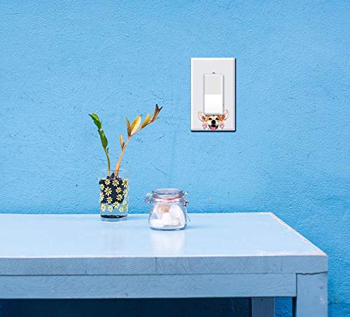 WIRESTER Single Gang Decorator Light Switch Plate Cover - Red Pembroke Welsh Corgi Dog Design | Decorative Wall Plate for Home, Office & Pet Lover Rooms