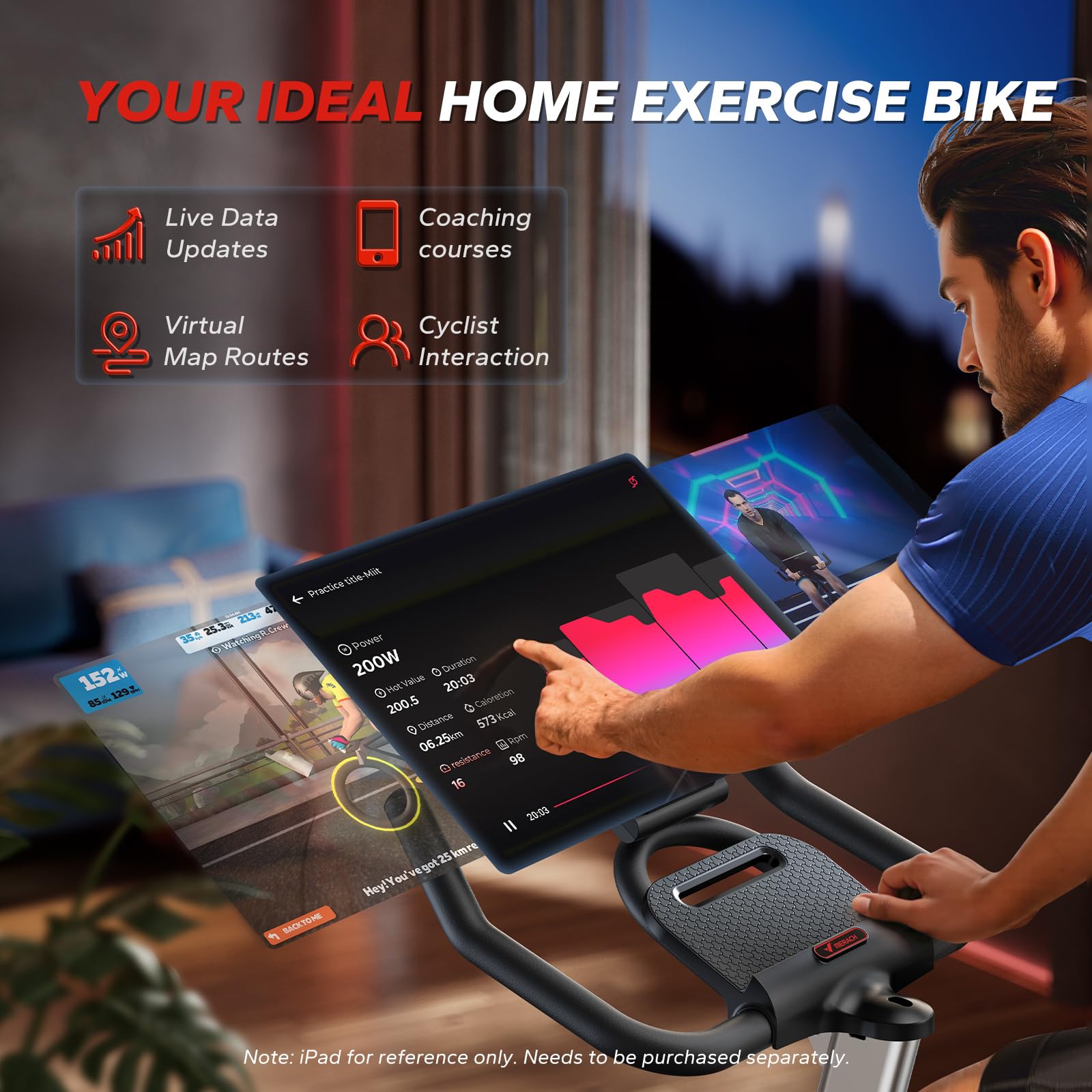 MERACH Magnetic Exercise Bike for Home Gym - 350 lbs Weight Capacity, 40 lbs Flywheel, Bluetooth Connectivity with Self-Developed Fitness App - Perfect for Indoor Cycling, Cardio Workouts & Full-Body Training