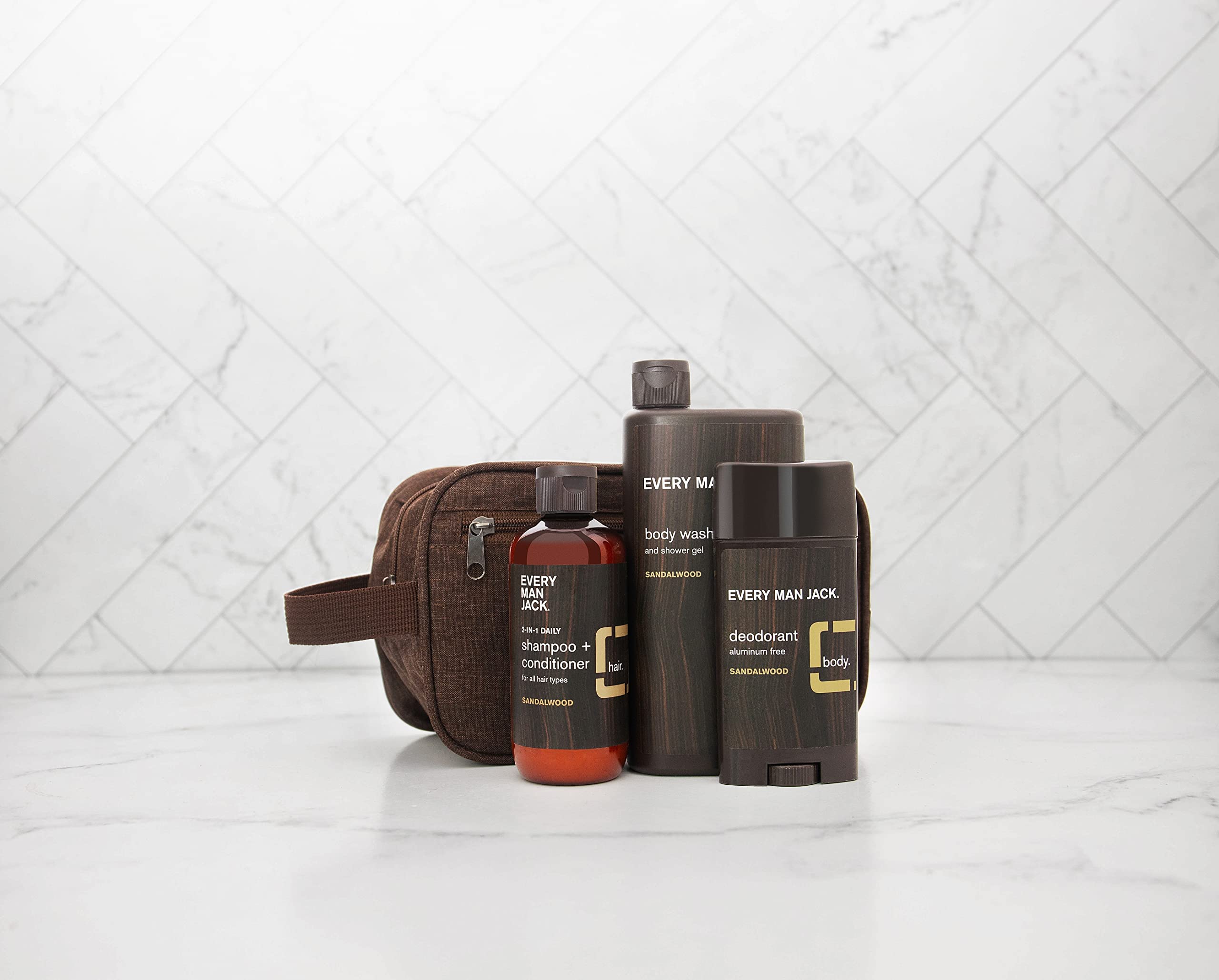 EVERY MAN JACK Sandalwood Body Wash & Lotion Kit for Men - Natural Moisturizing Grooming Set with Woody Fragrance - Perfect for Daily Shower, Travel & Gift Giving