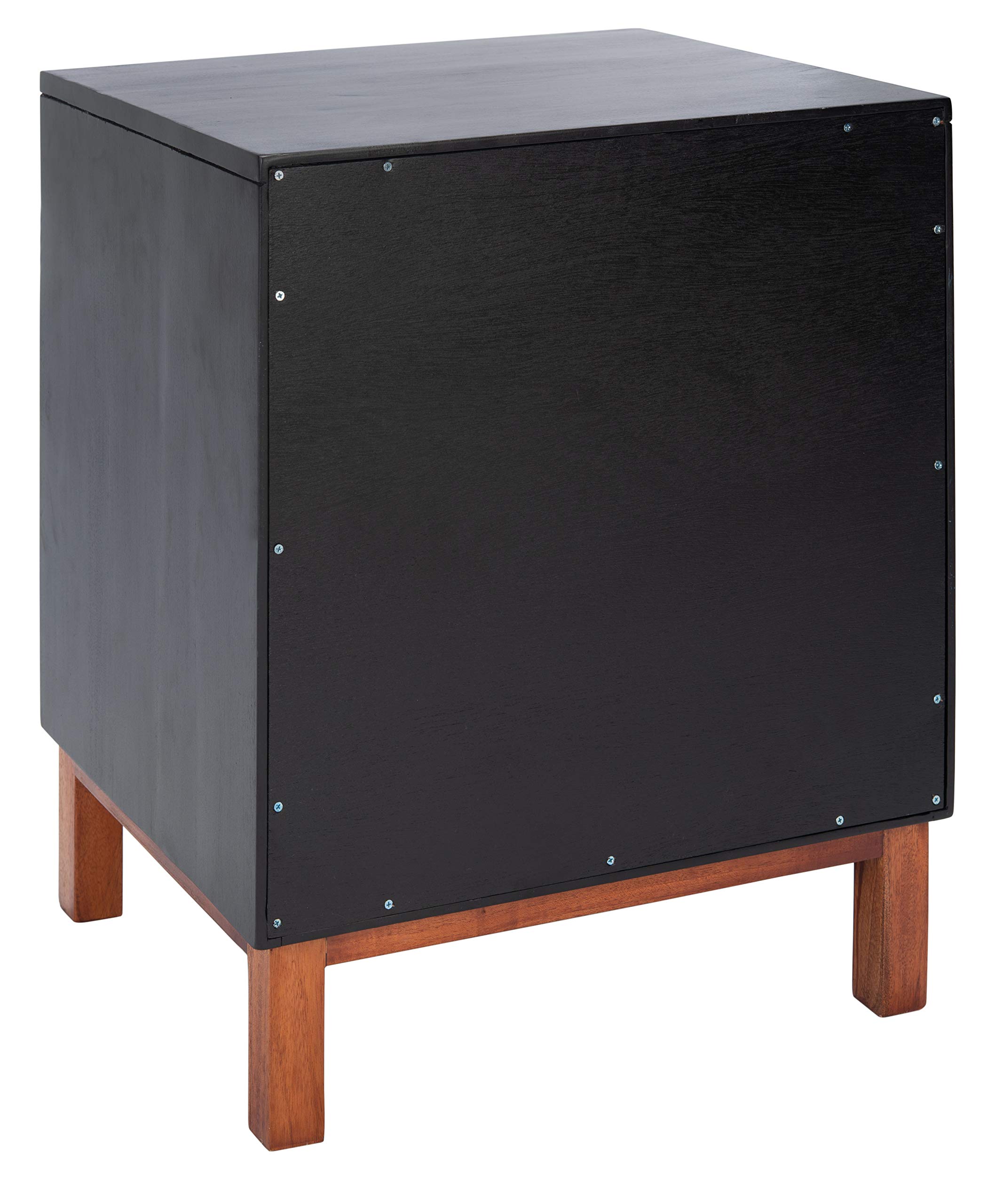 SAFAVIEH Home Collection Erica Black & Natural Rattan 2-Drawer Nightstand - Modern Bedside Table for Bedroom Decor, Storage Solution