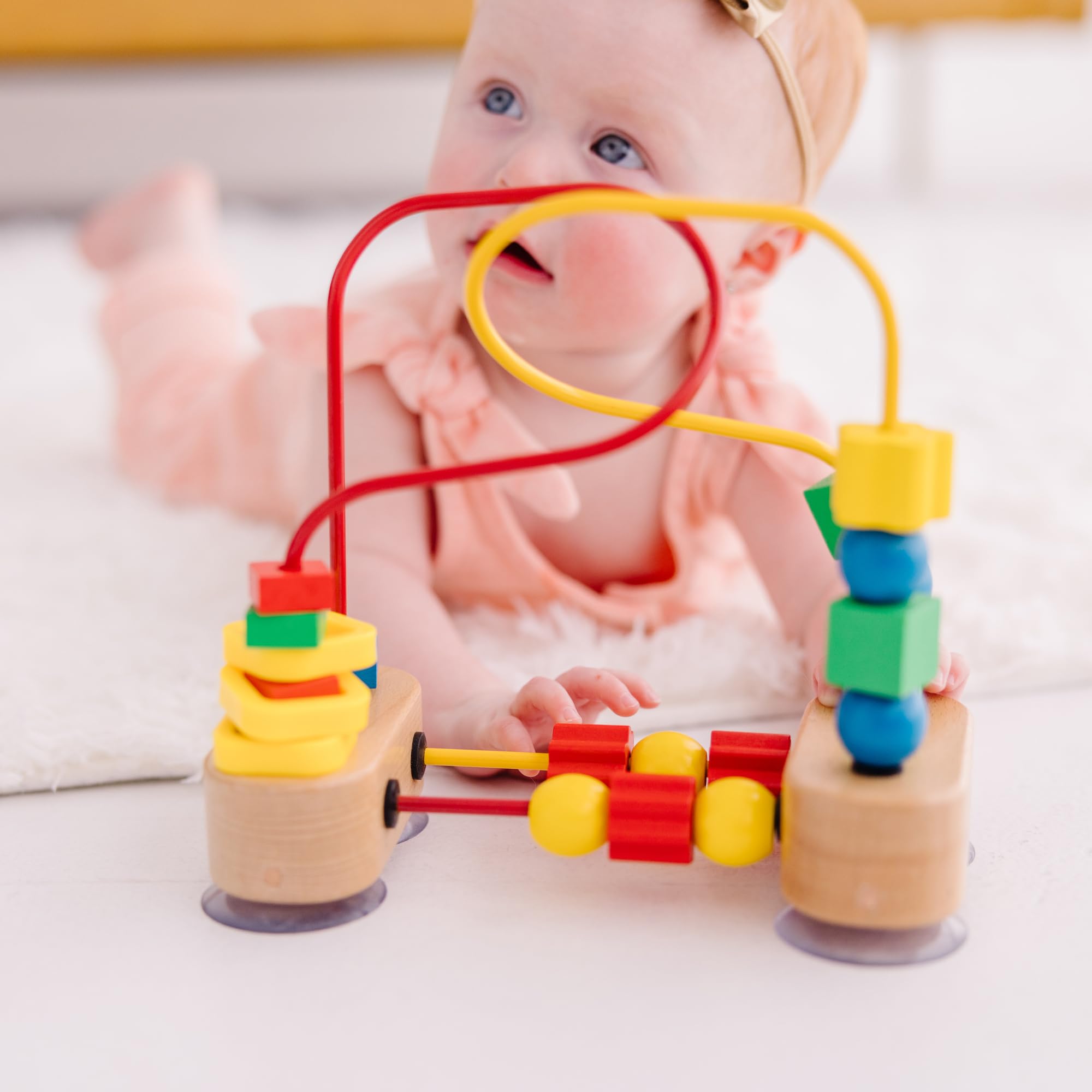Melissa & Doug First Bead Maze - Wooden Educational Toy for Toddlers & Babies | Montessori Learning Activity for Fine Motor Skills | Perfect for Floor Play, High Chair & Table Use