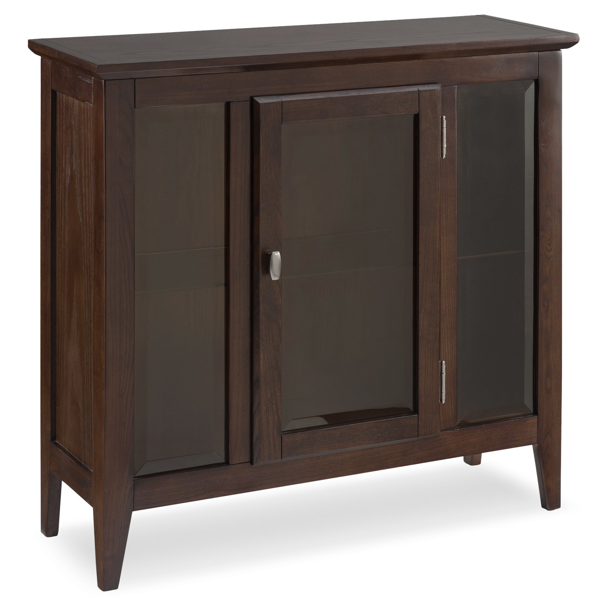 Ryan One Door Entryway Curio Cabinet - Lighted Display with Adjustable Glass Shelves, Solid Hardwood Chocolate Oak Brown Finish - Space-Saving Storage for Living Rooms, Hallways & Entryways - Perfect for Showcasing Collectibles, China, or Home Decor - Leick Home 10000-CH